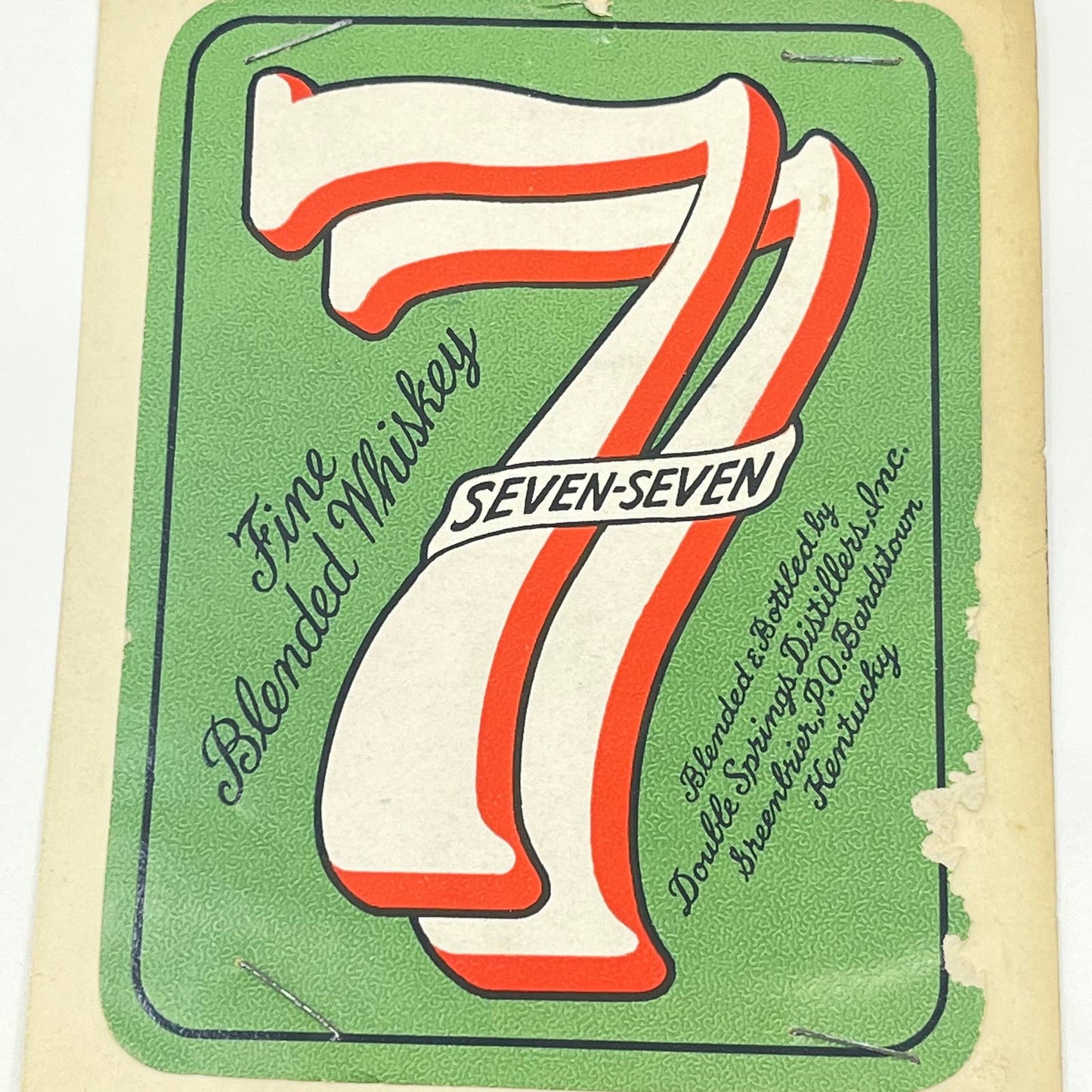 Seven-Seven 77 Whiskey Label Double Springs Distillers Greenbrier KY