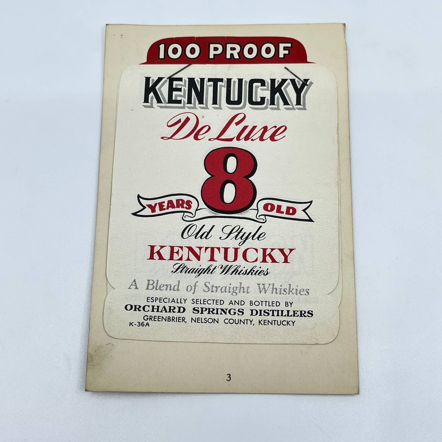 Kentucky Deluxe Whiskey Label Set of 2 Orchard Springs Distillers Greenbrier