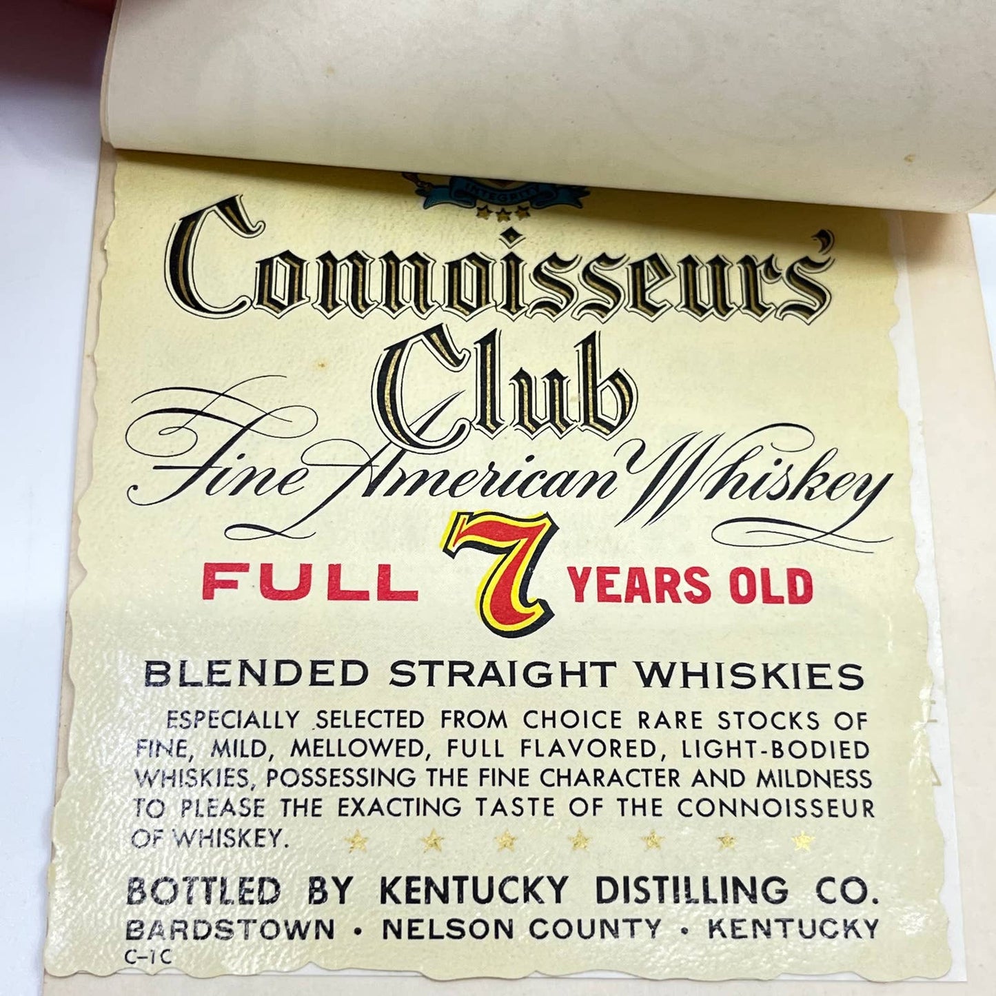 Connoisseurs Club Whiskey Label Set of 9 Double Springs Distillers Greenbrier KY