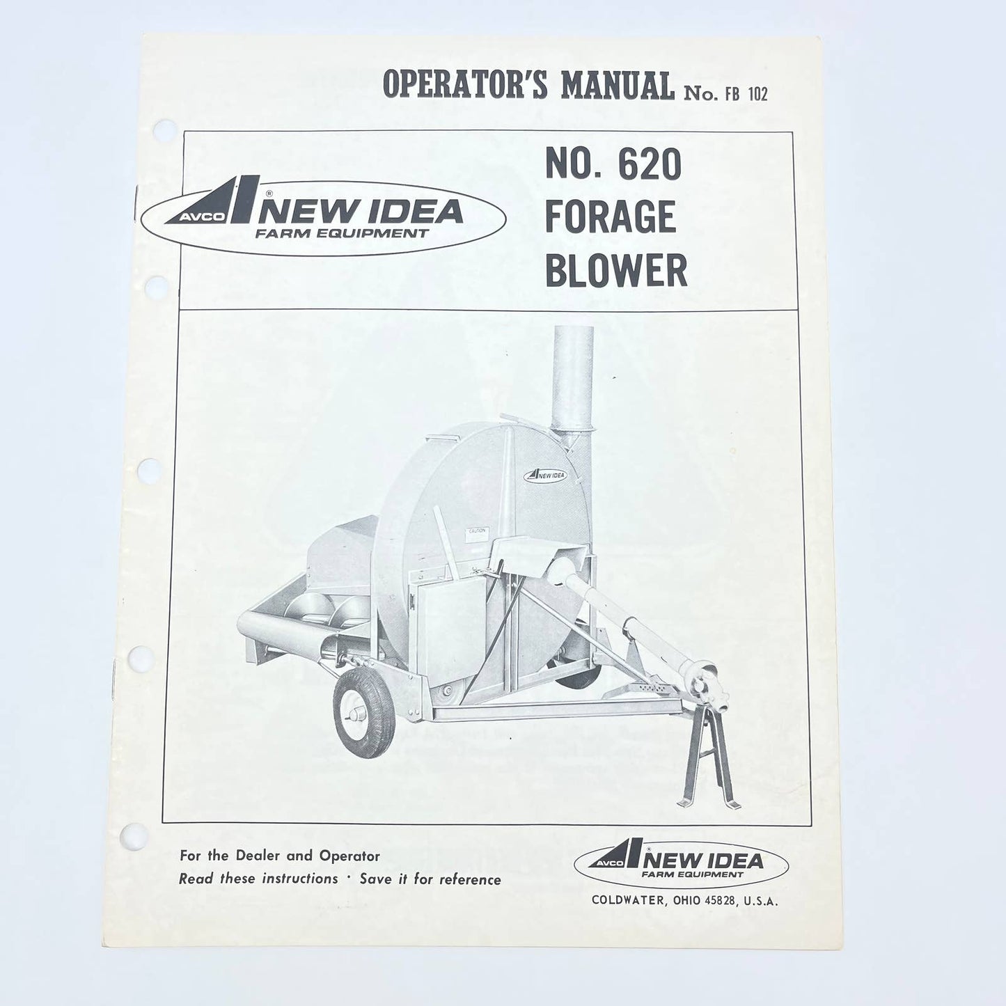 Original 1972 New Idea Operator's Manual 630 Forage Blower FB 102 TB9
