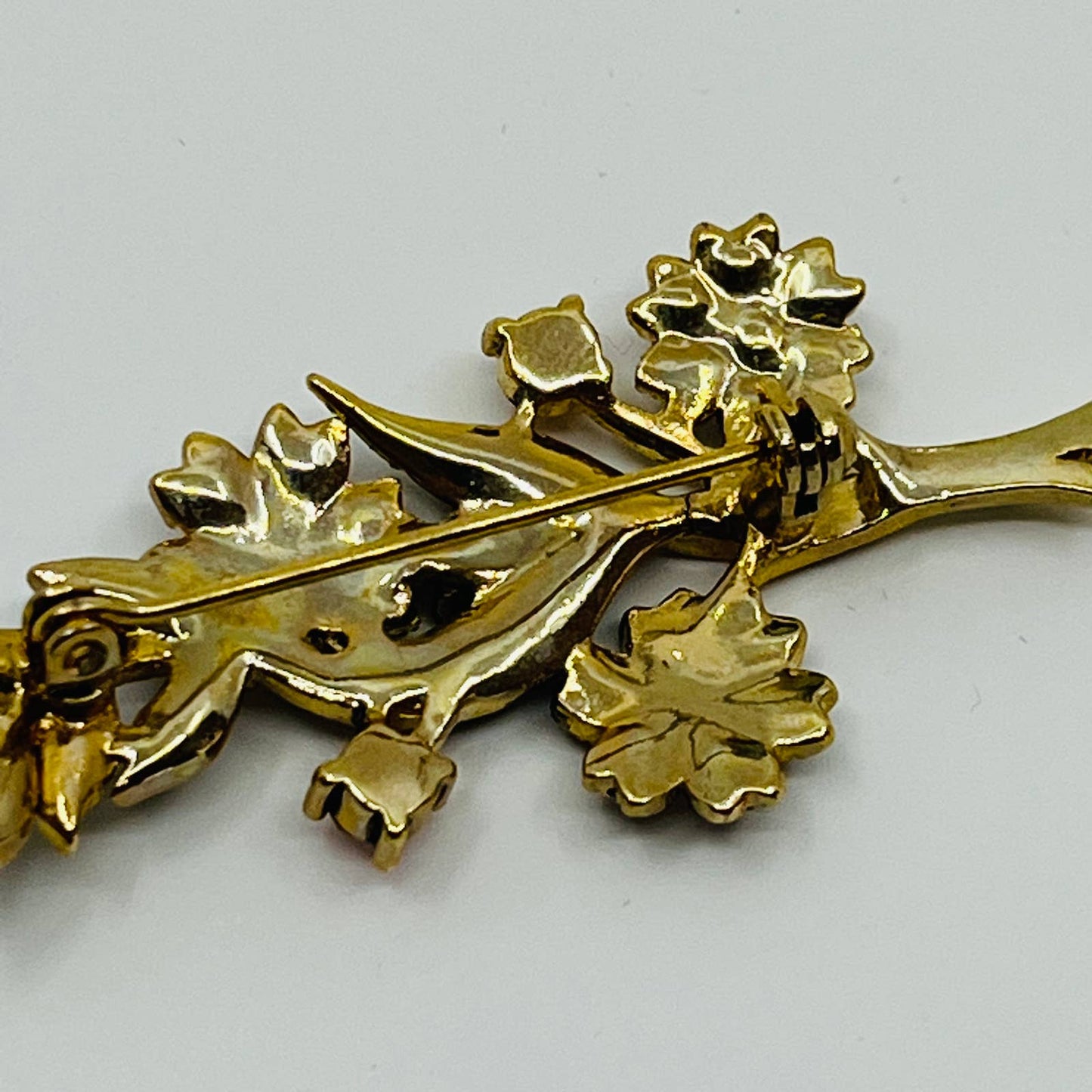 Art Nouveau Flower Bouquet Brooch Gold Tone Enamel Multi Color Rhinestone 2” SA6