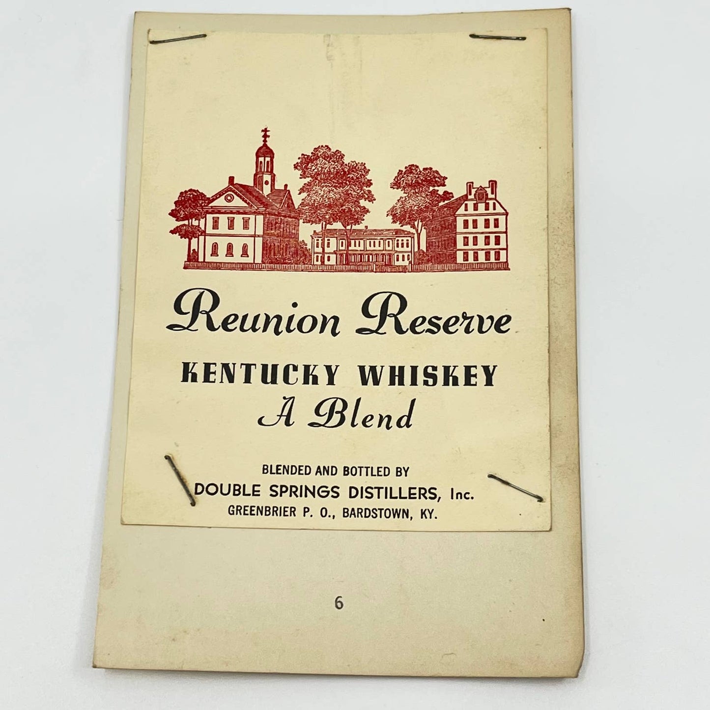 Reunion Reserve Kentucky Whiskey Label Double Springs Distillers Greenbrier KY