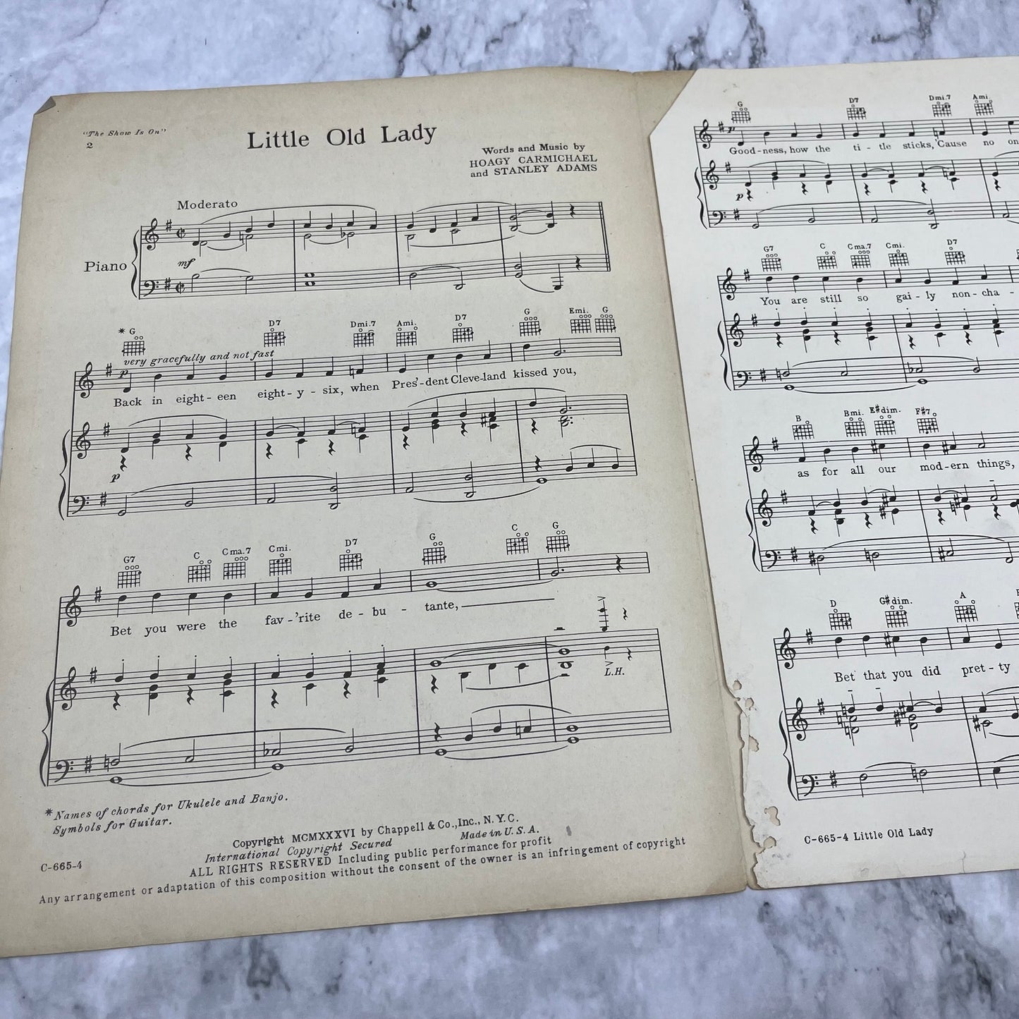 1936 Sheet Music Little Old Lady The Show is On Vincent Minelli Musical V39-3