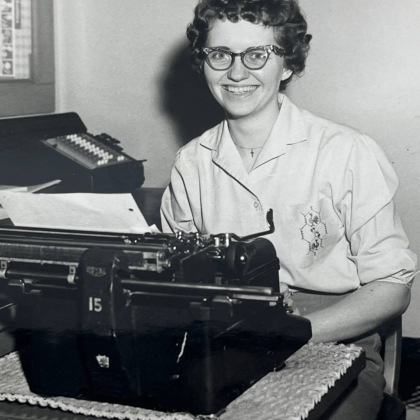 1950s Secretary Office Photograph Royal Typewriter 5x7" AB7