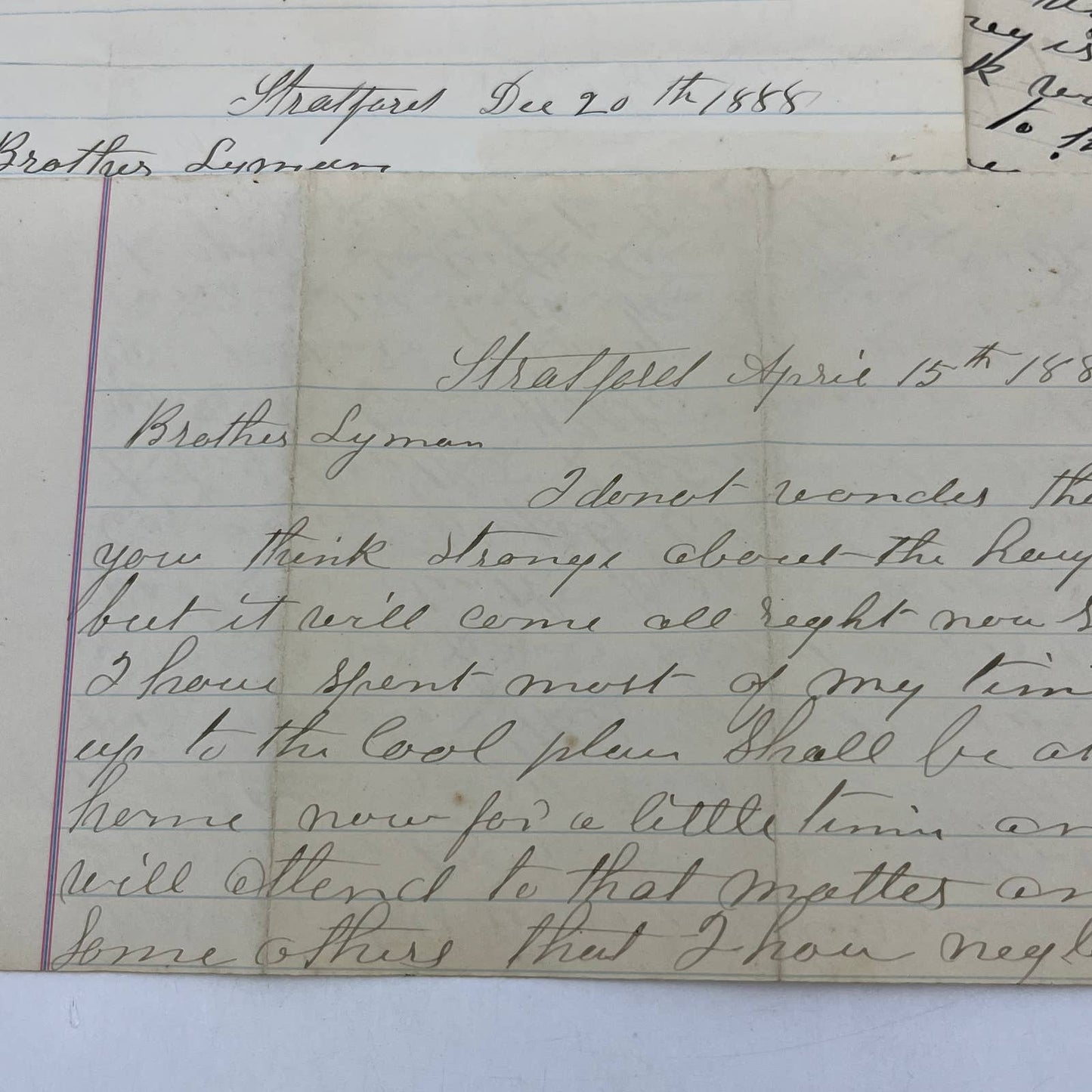 1887-89 Antique Set of 6 Handwritten Letters To Brother Lyman Stratford NJ AC9