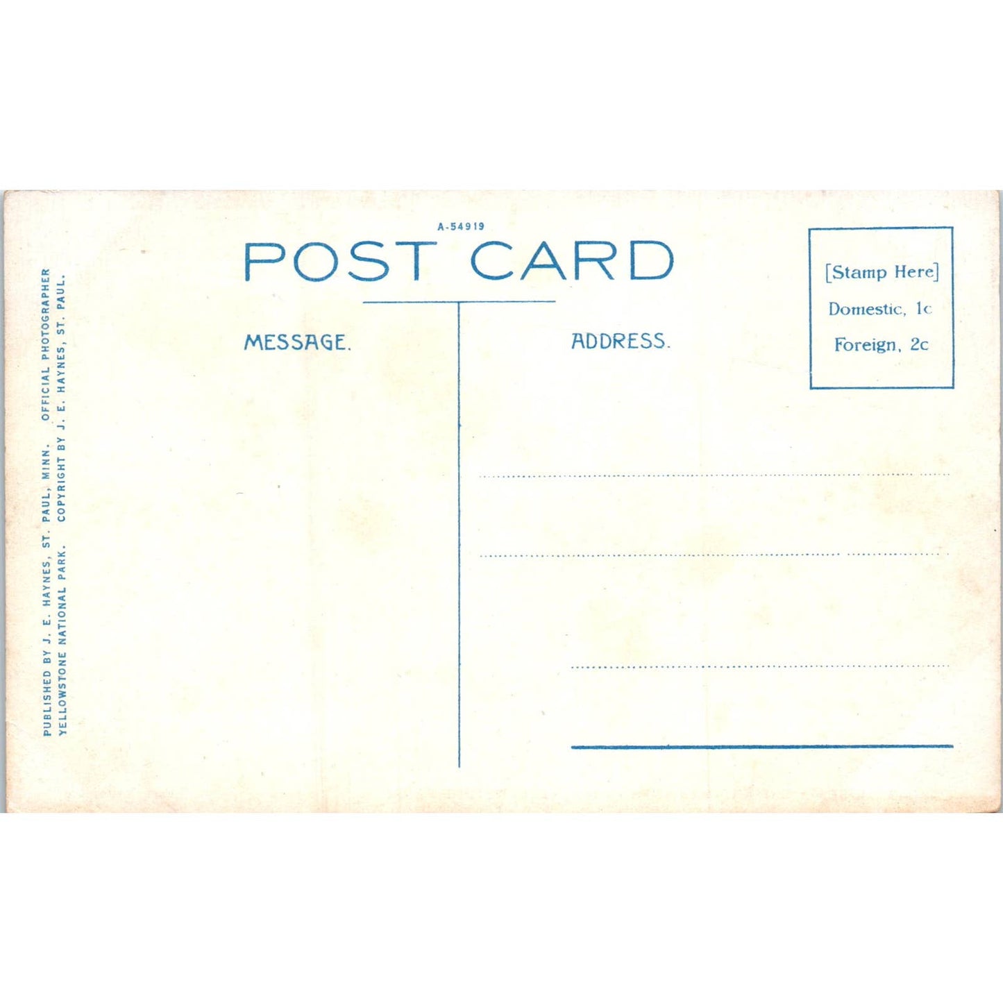 Liberty Cap and Mammoth Hotel Yellowstone Park Original Postcard TK1-P15