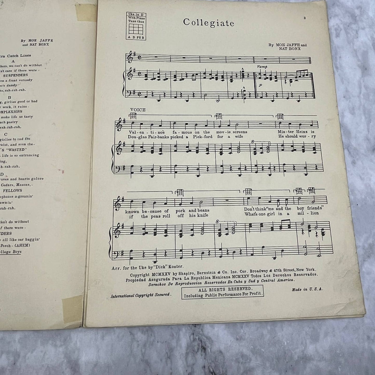 Collegiate Moe Jaffe Nat Bonx Billy Arnold 1925 Sheet Music TK2-SM4