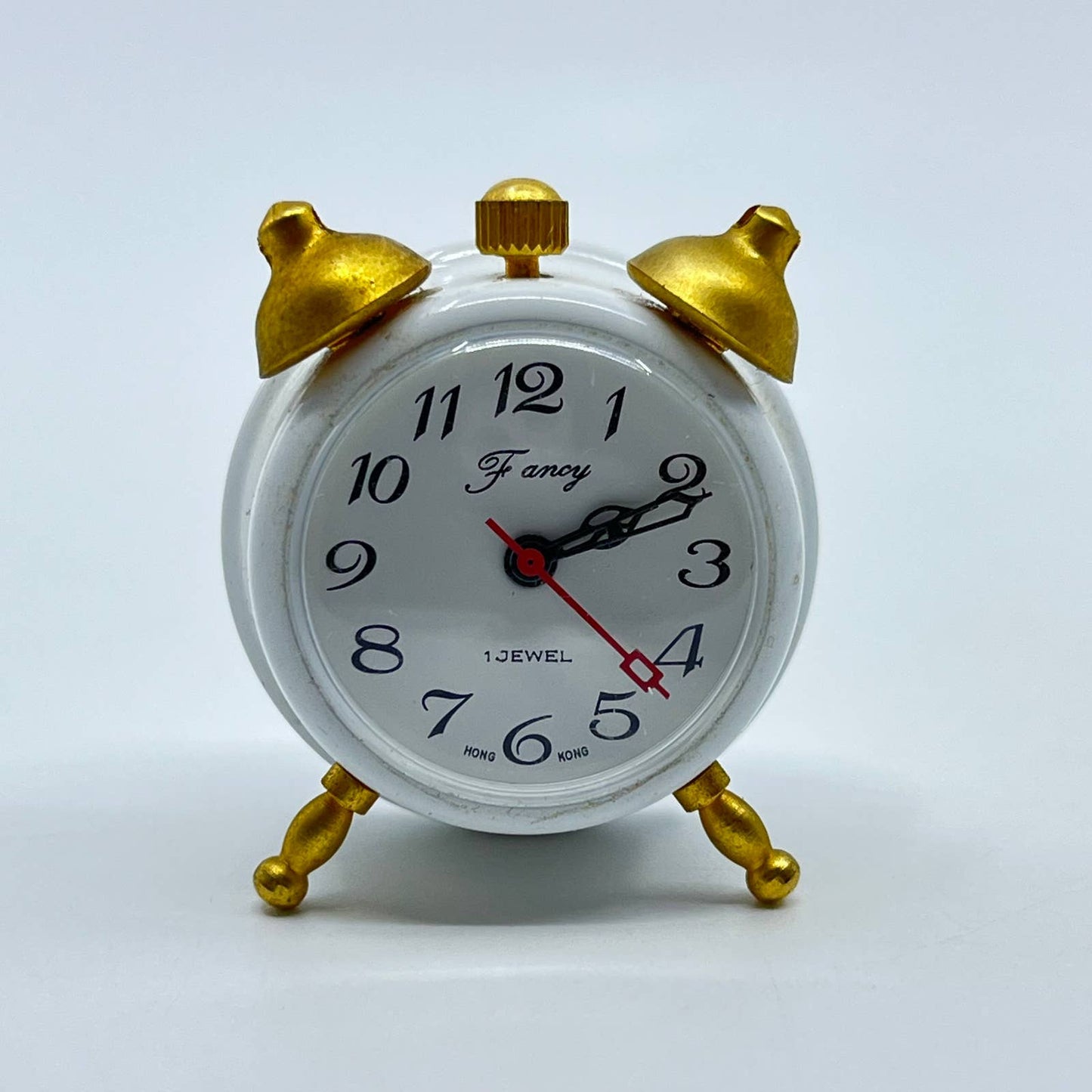 Vintage Fancy Mechanical Mini Alarm Clock White Untested SD3