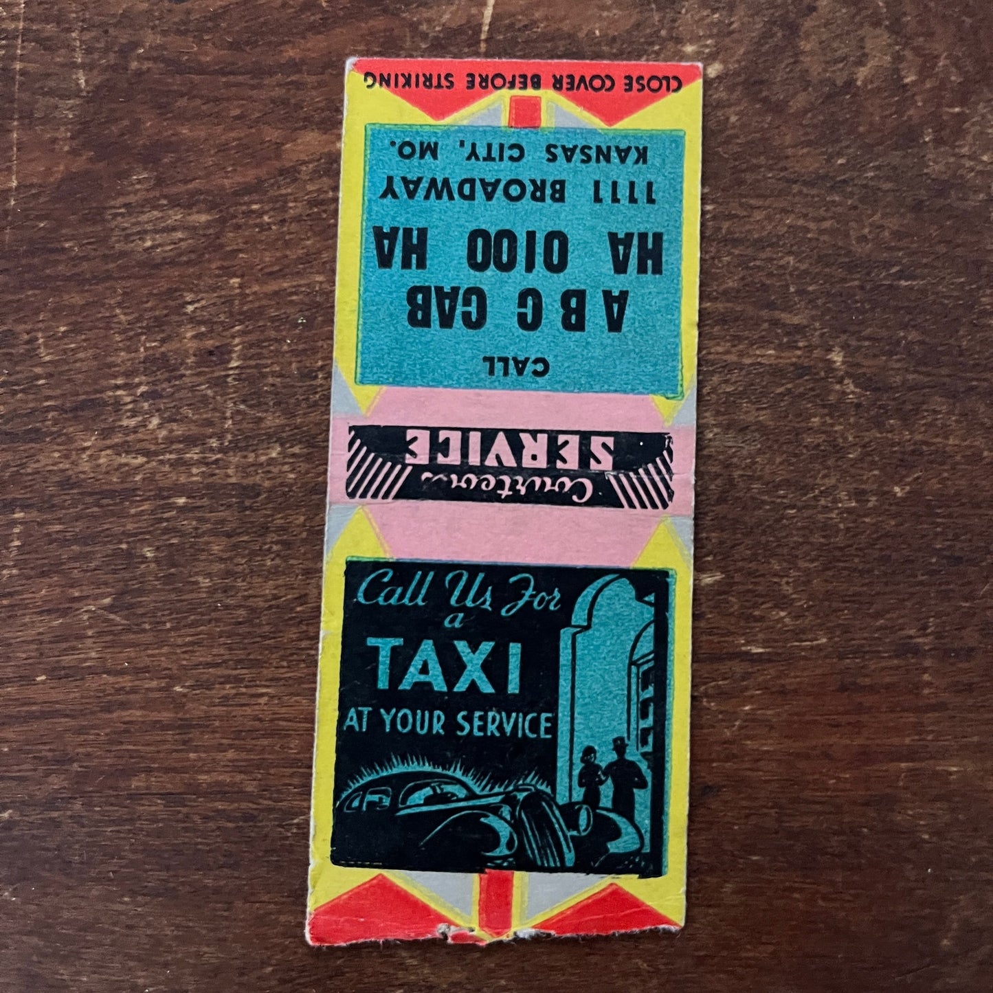 ABC Cab Taxi Service Kansas City MO Advertising Matchbook Cover MM11-6