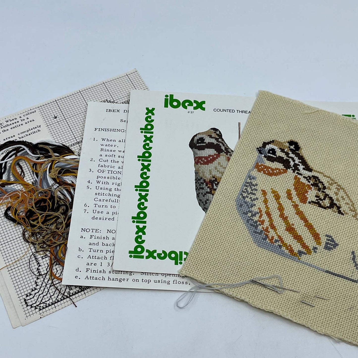 Vtg Ibex Cross Stitch Embroidery Quail Partridge Ornament Partially Complete TC1