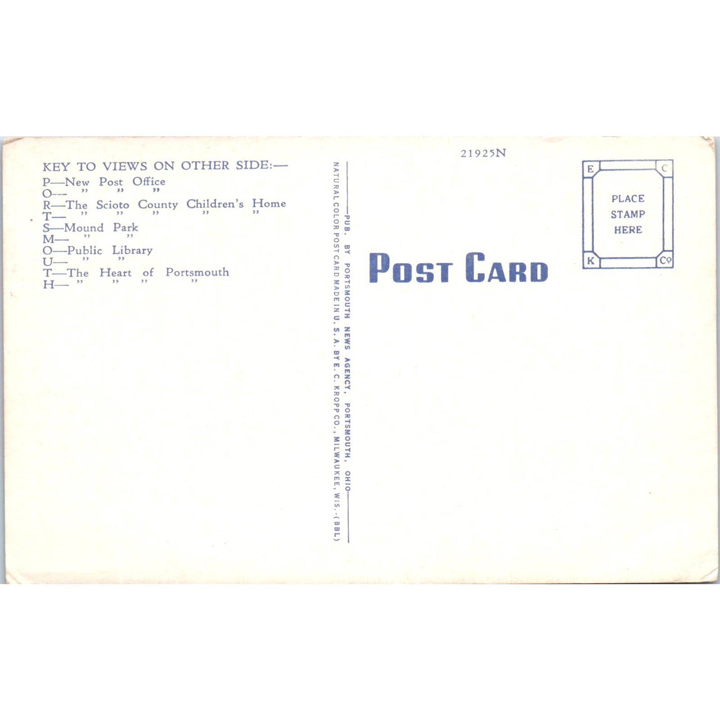 Vintage Postcard Greetings From Portsmouth OH TD8-O2