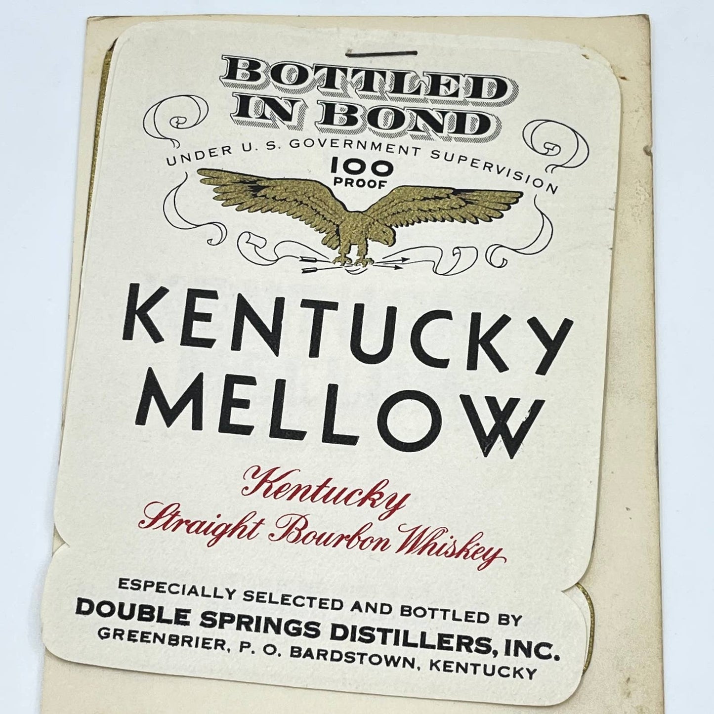 Kentucky Mellow Bourbon Whiskey Label Set of 3 Double Springs Greenbrier KY