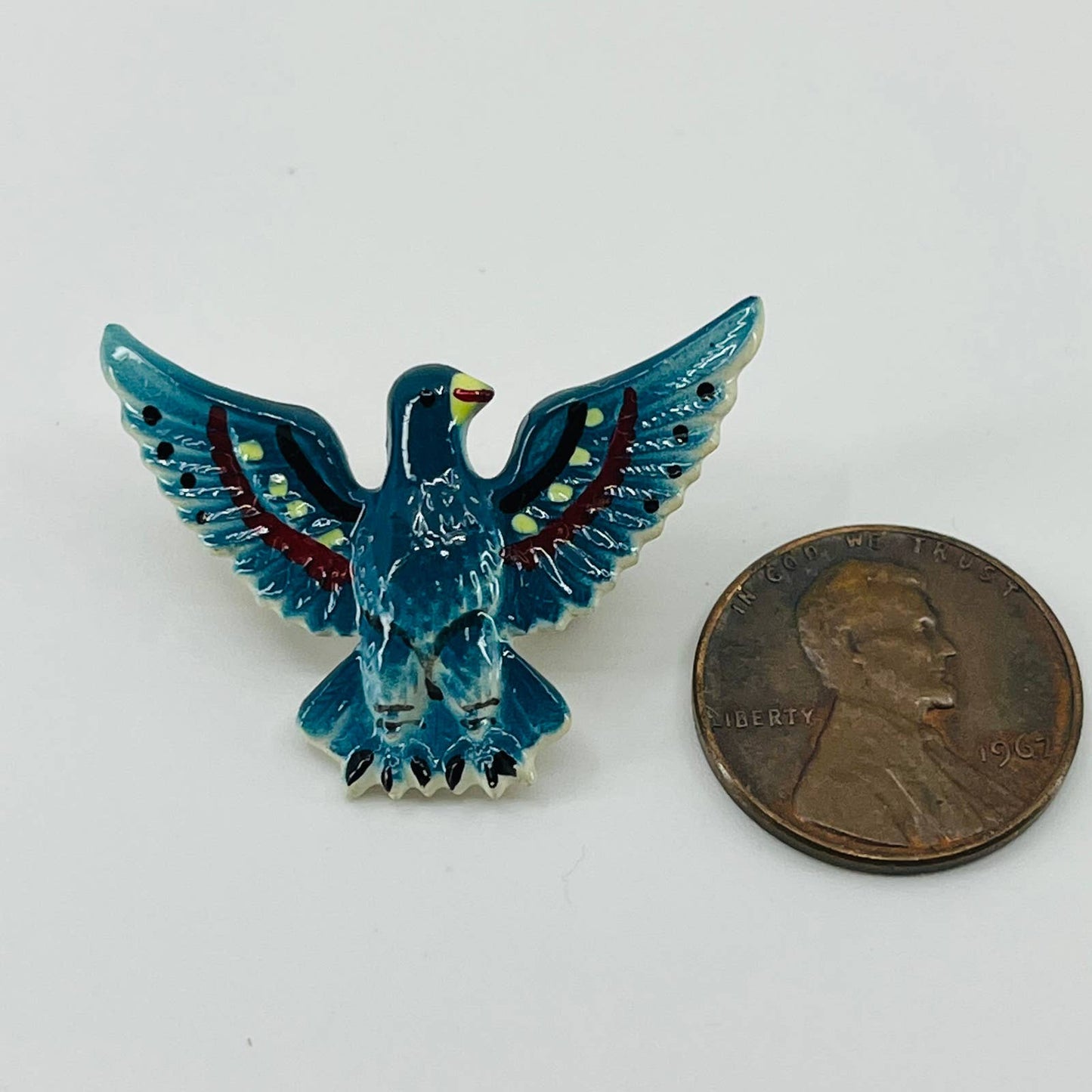 Vintage Enamel ROK Blue Thunderbird Bird Brooch SB2
