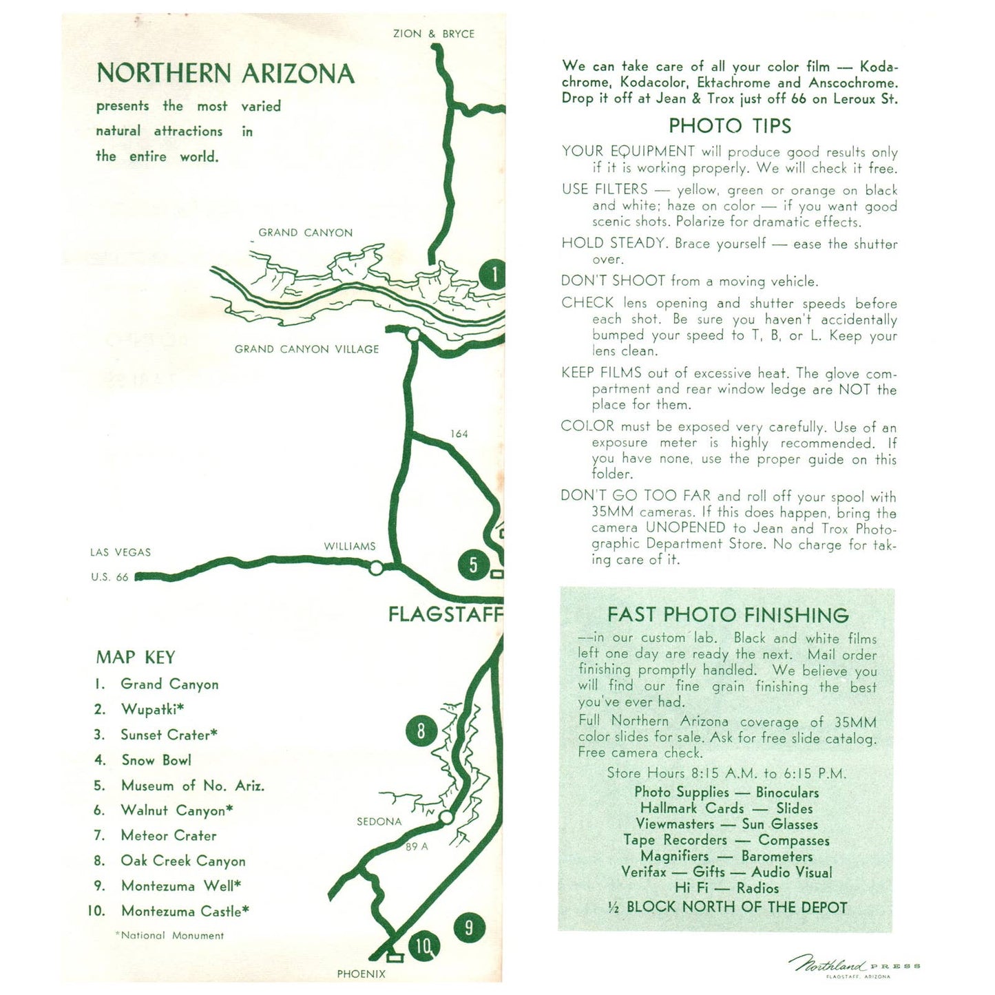 1960 Scenic Guide to Northern Arizona With Jean & Trox Photographic Info SE4
