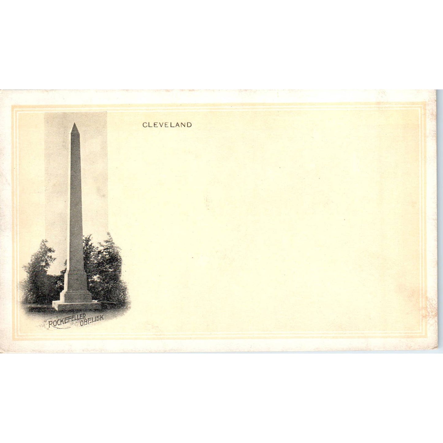 Rockefeller Obelisk Cleveland Ohio c1905 UNUSED - Original Postcard TJ9-P1