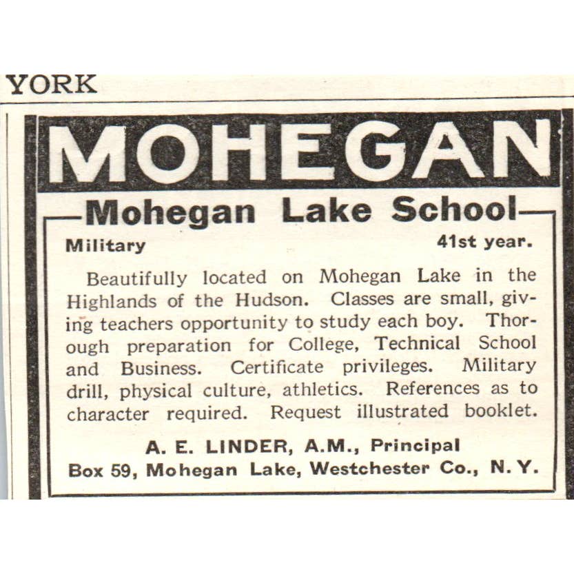 c1920 Harper's Ad - Irving School for Boys J.M. Furman Tarrytown-on-Hudson EA3-1