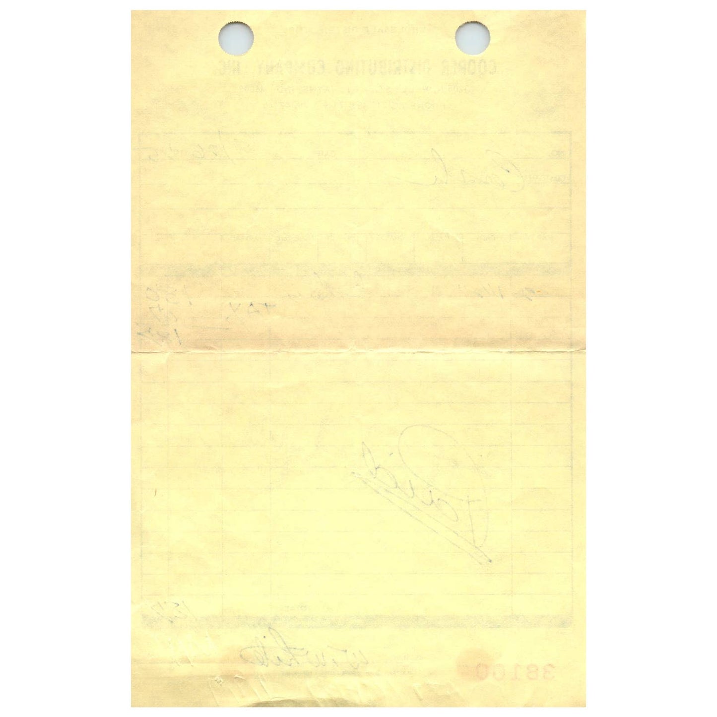 1975 Cooper Distributing Company Inc W. White Billhead Memo Fort Wayne IN AD8