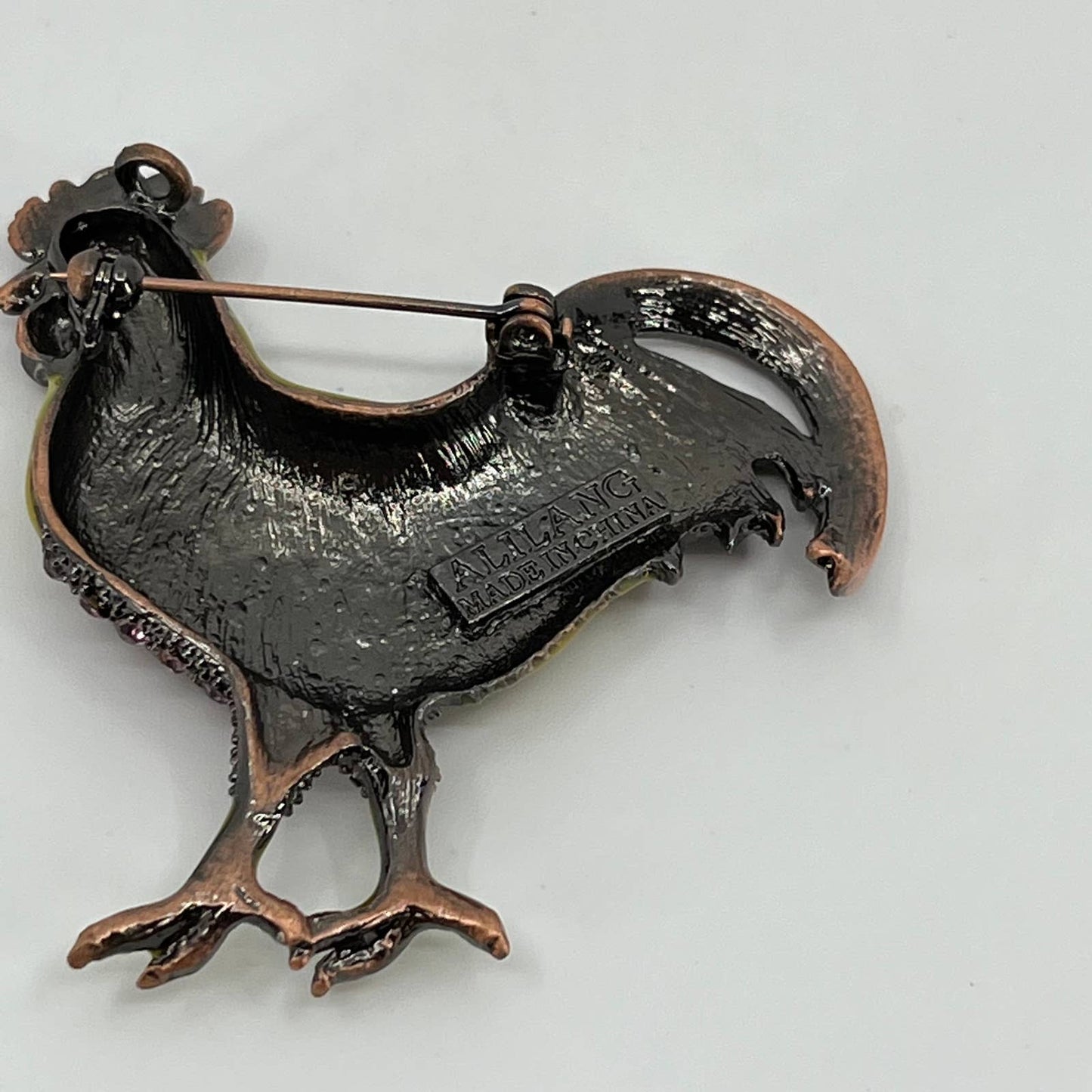 Rooster Chicken Pin Yellow/Green Hen Pink Purple Rhinestone Crystal Brooch SA2