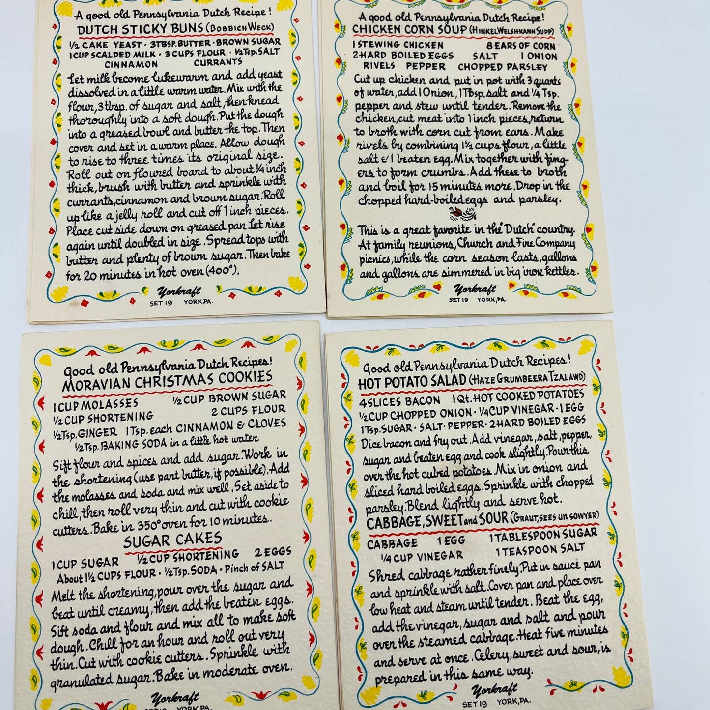 Pennsylvania Dutch Notes with Recipes, Cards w/Envelopes, Conestoga Crafts TD9
