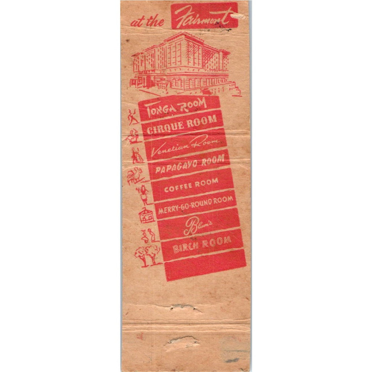 Fairmont Hotel Atop Nob Hill San Francisco Advertising Matchbook Cover MM9-1