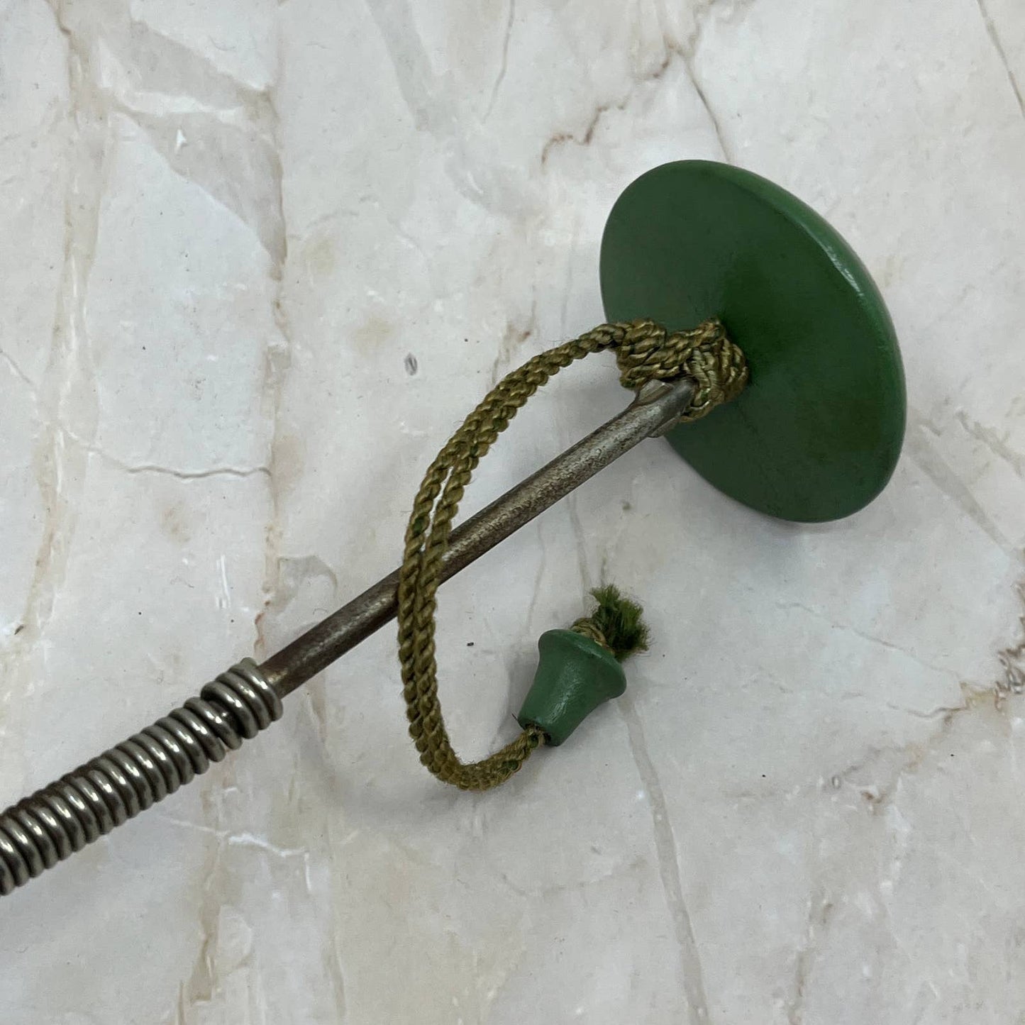 Vintage Mod Retro Green Hat Stand Wig Cap Wood Metal Display Stand TC5