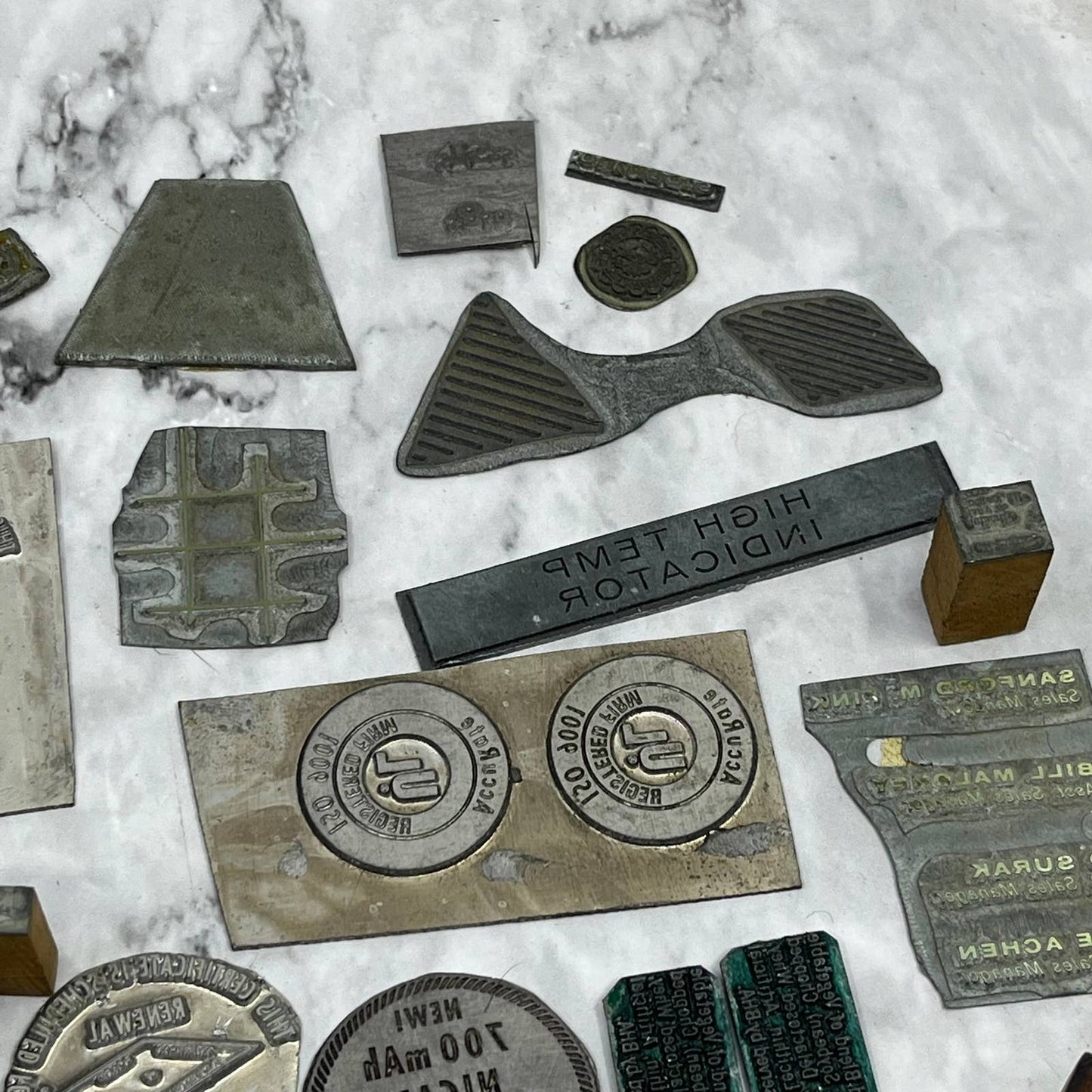 Huge Lot Vintage Letterpress Printers Block Plates Various Shapes & Sizes SE851
