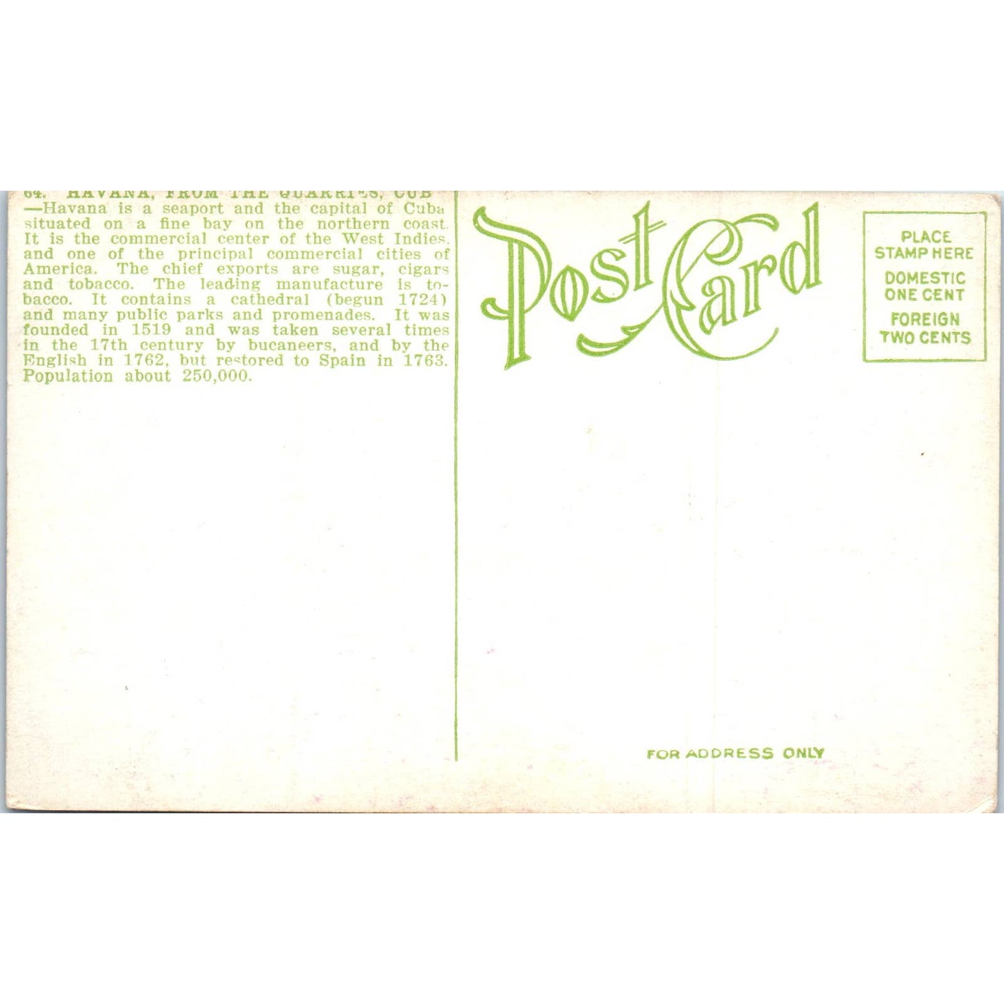 View of Havana from the Quarries Cuba Original Postcard TK1-P12