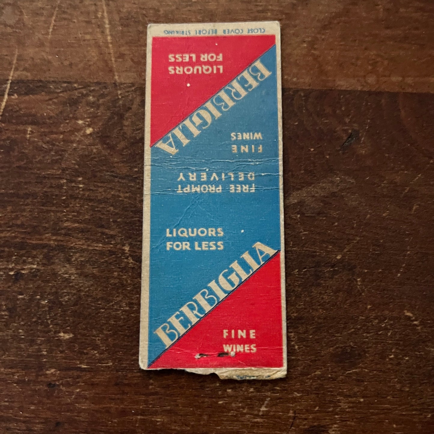 Berbiglia Liquor for Less Advertising Matchbook Cover MM11-5