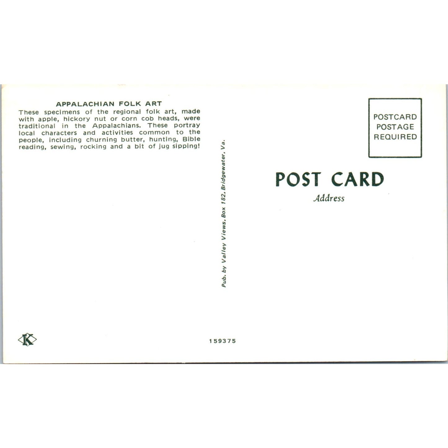 Appalachian Folk Art Doll Collection on Display Original Postcard PB6