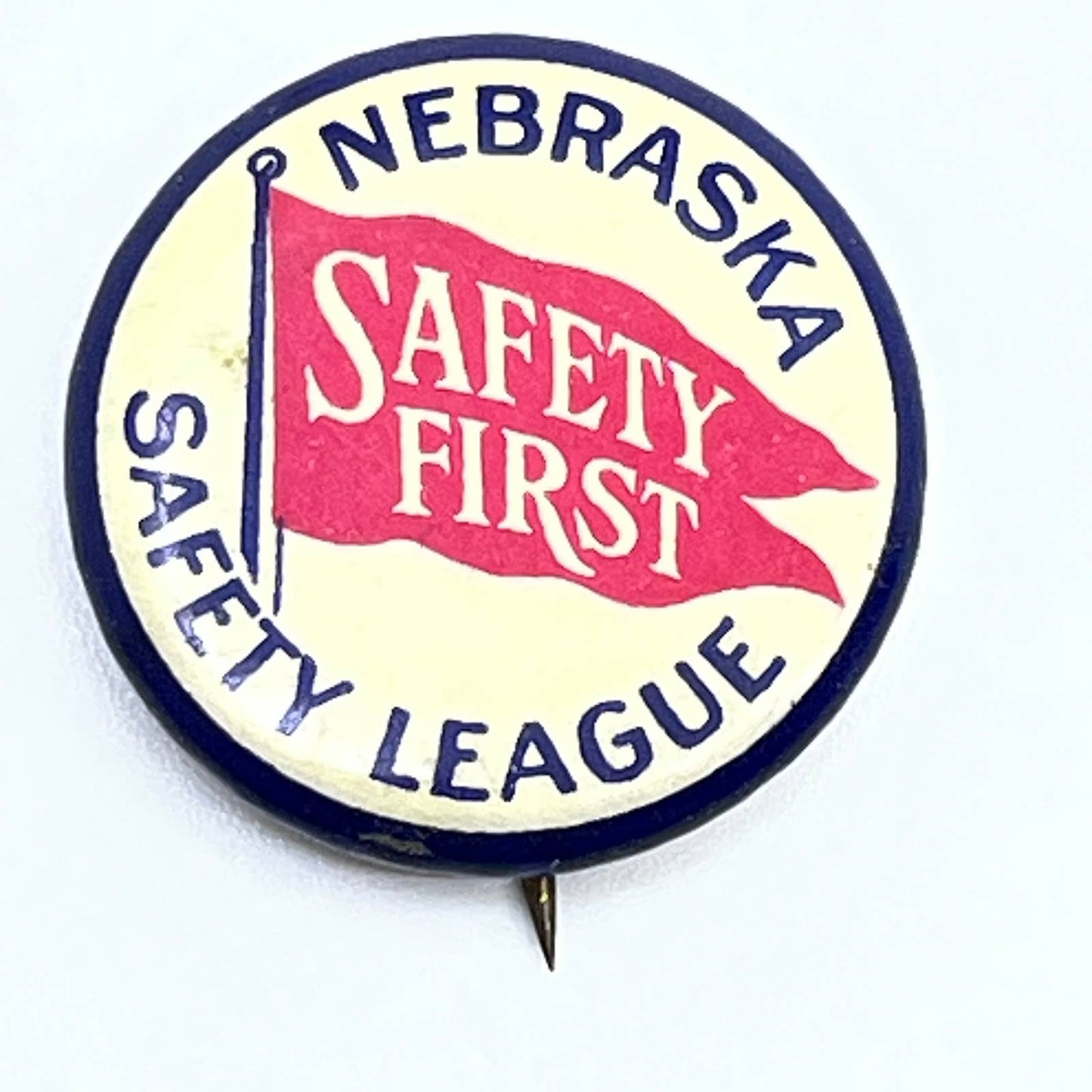 Vintage Safety First Nebraska Safety League Celluloid Pinback Button SD9