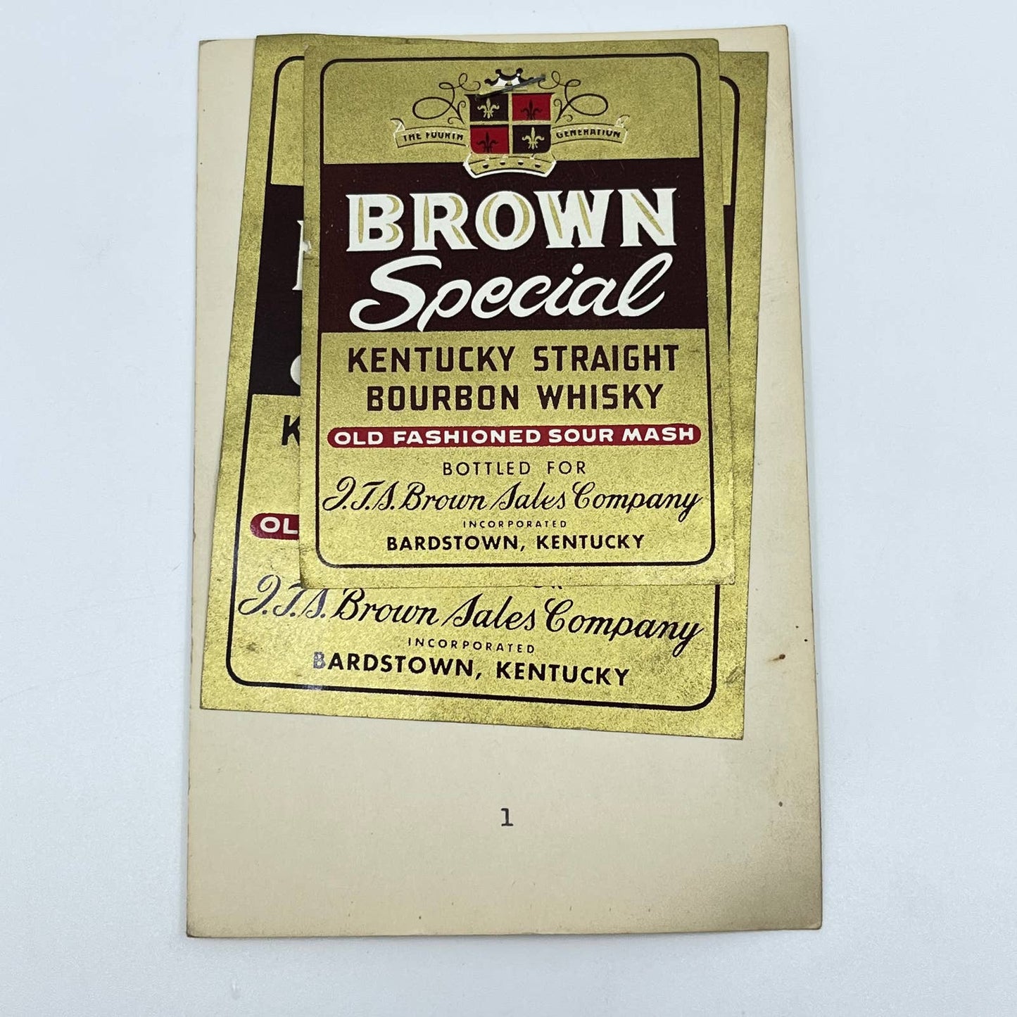 Brown Special Bourbon Whiskey Label Set of 2 JTS Brown Sales Co. Bardstown KY