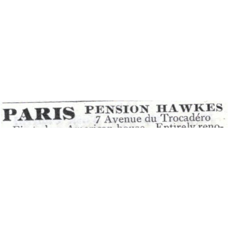 Paris Pension Hawkes 7 Ave du Trocadero - 1903 Original Ad TJ7-S9