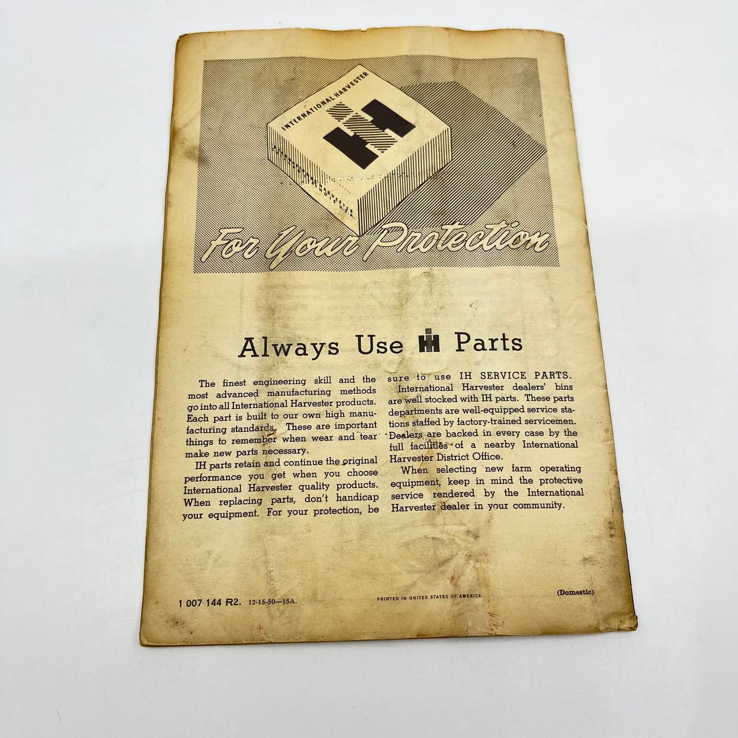1950 McCormick Deering Fertilizer Units Farmall Cultivators Owners Manual TC6