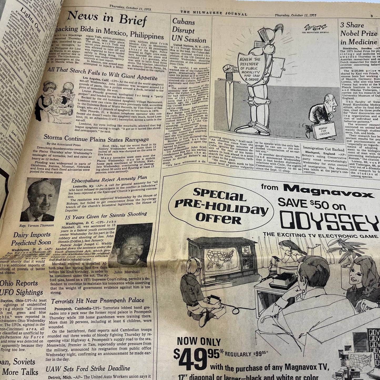 1973 Oct 11 MILWAUKEE JOURNAL Newspaper Watergate Agnew TI6-22