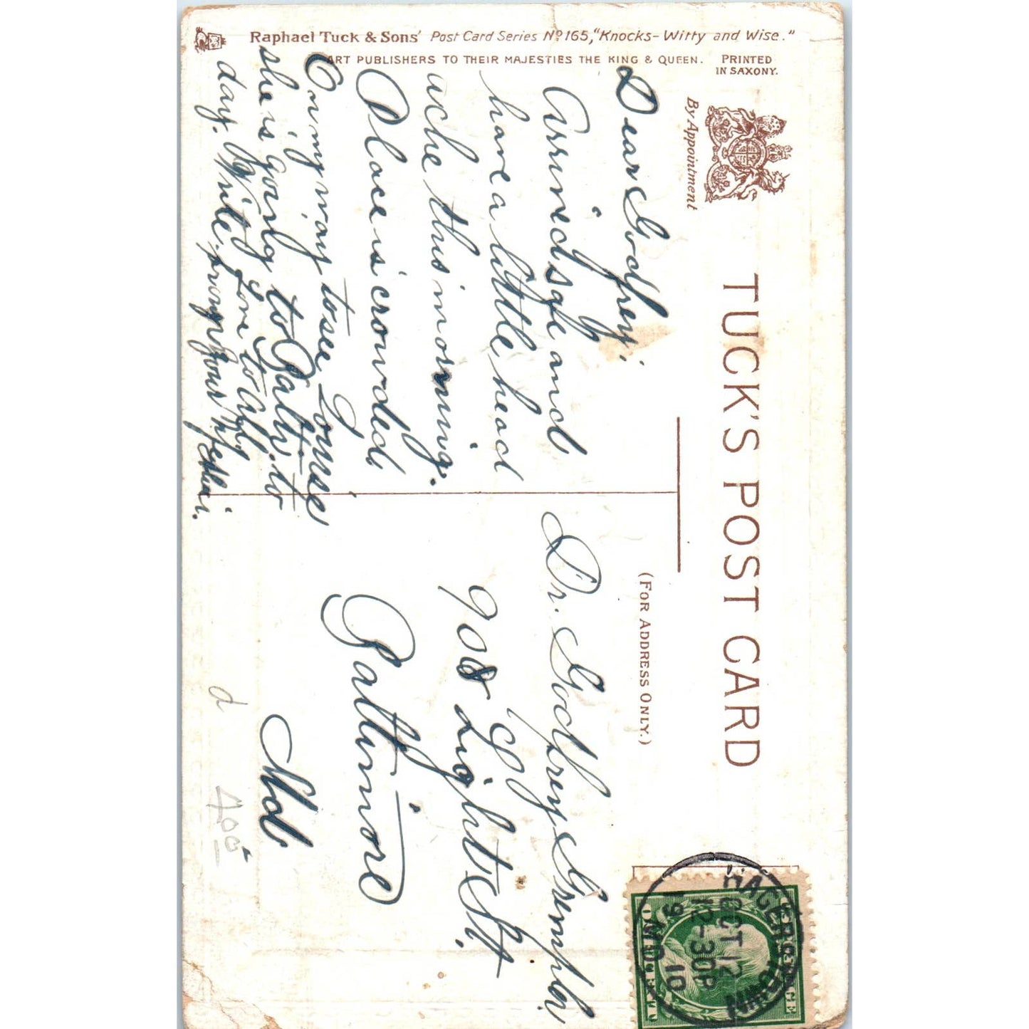 Don't Let Anybody But Your Wife Sit Down on You Raphael Tuck Postcard TK1-P14