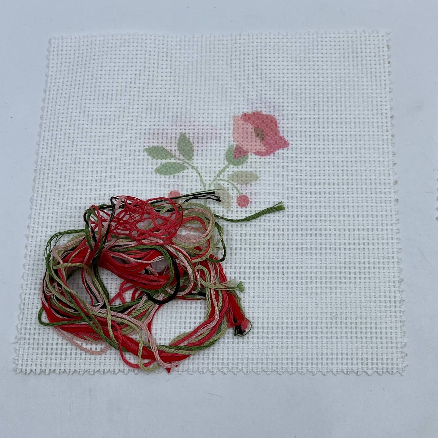 Vintage Cross Stitch Embroidery Rose Set of 2 Completed and 1 to Complete 7" TC1