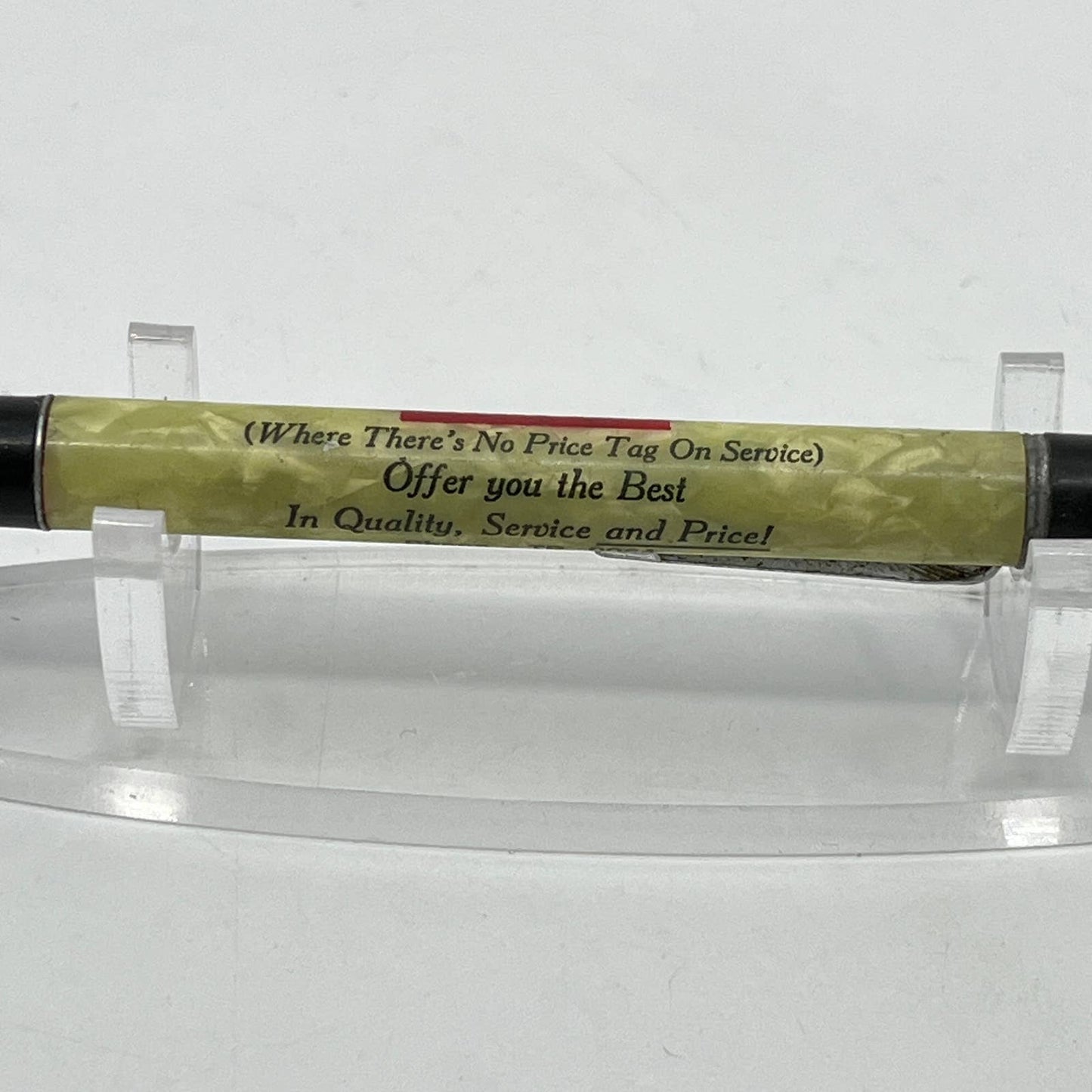 Vtg Mechanical Pencil Celluloid Marble Bishop's No Price Tag on Our Service SD7