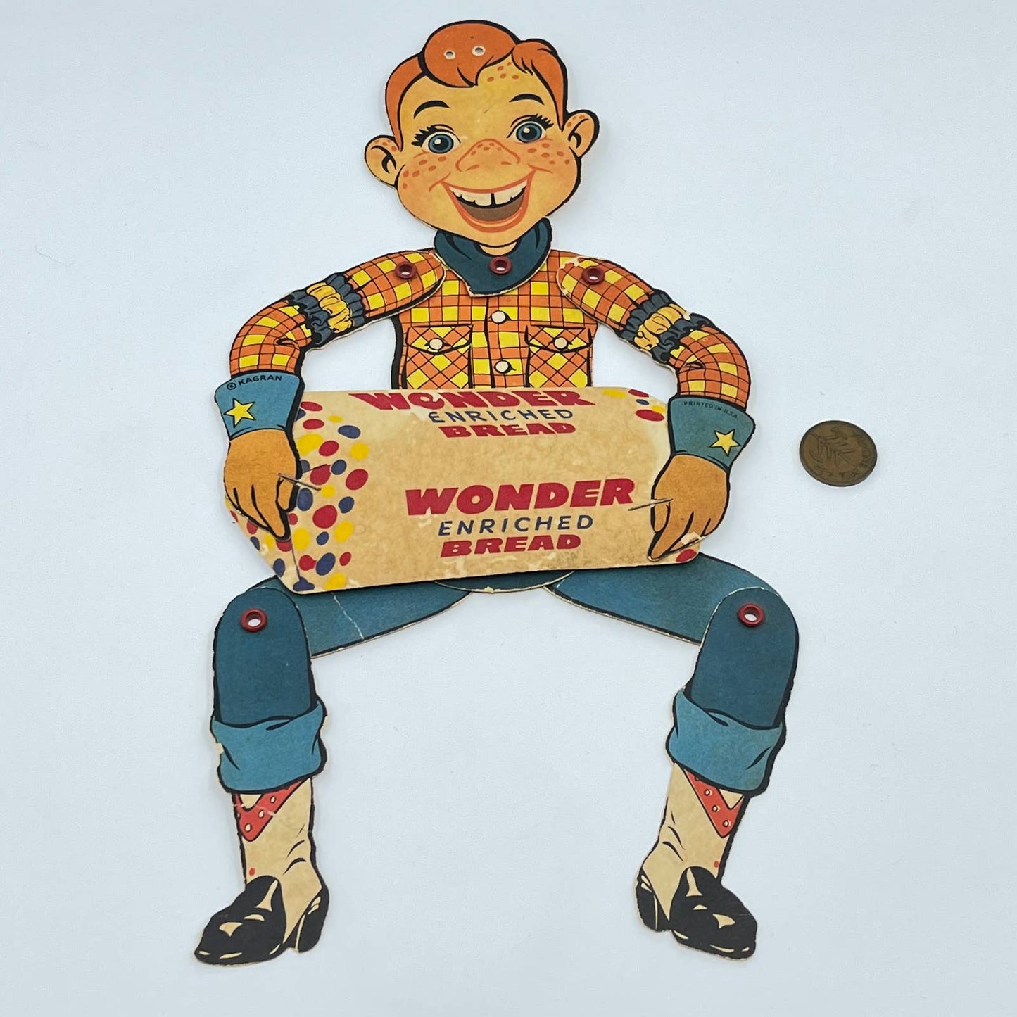 1950's Howdy Doody Wonder Bread Premium Jointed Figure 13” FL3