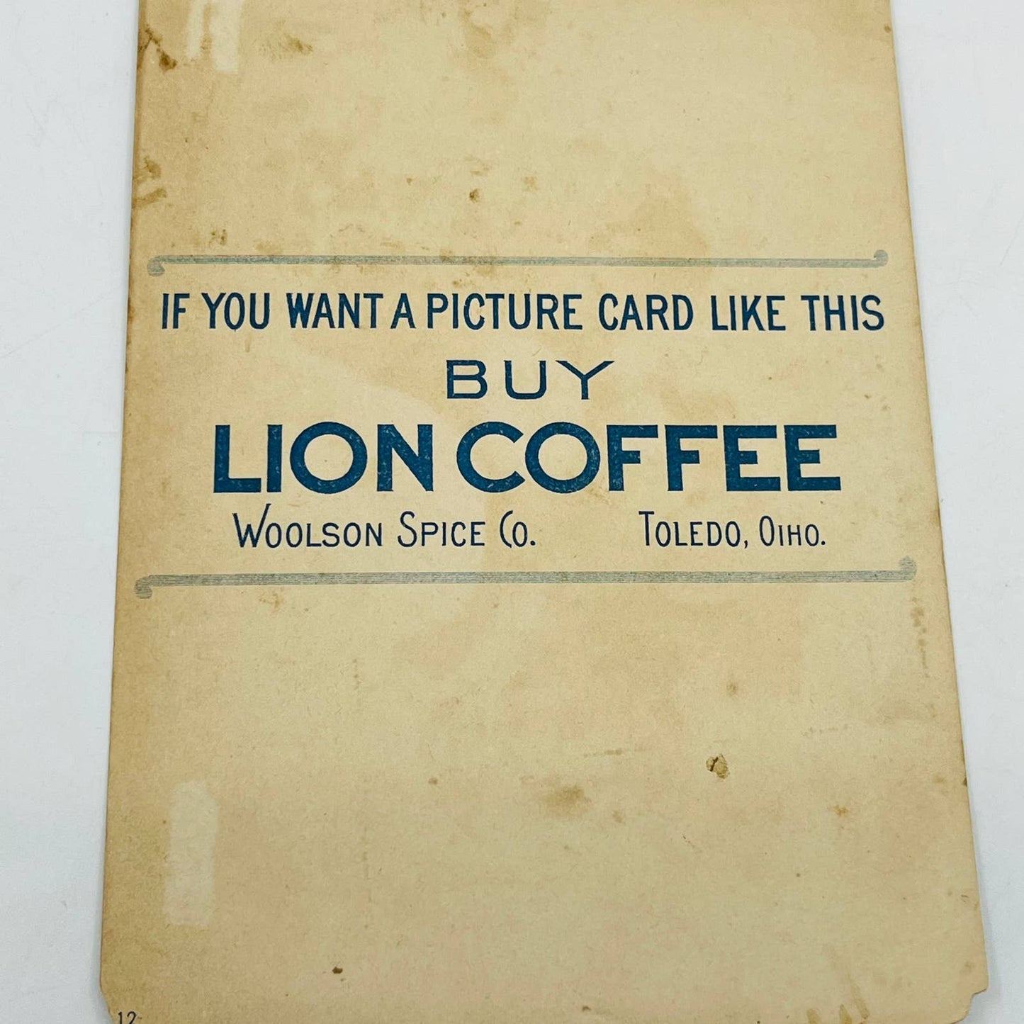 Victorian 1891 Trade Card Lion Coffee Woolson Toledo OH Girl Picking Peaches AA3