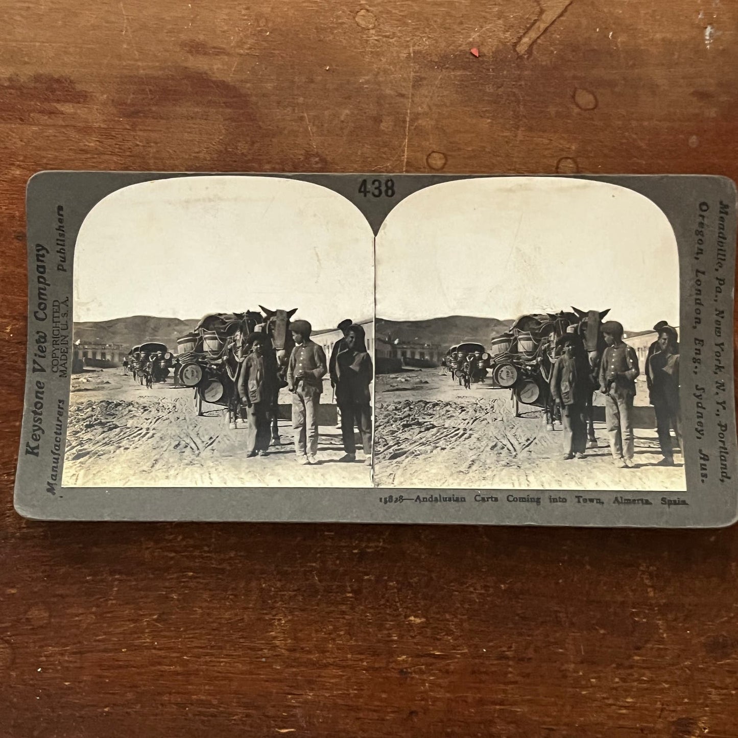 Andalusian Carts Coming into Town Almeria Spain Antique Stereoview Card TJ9-V1