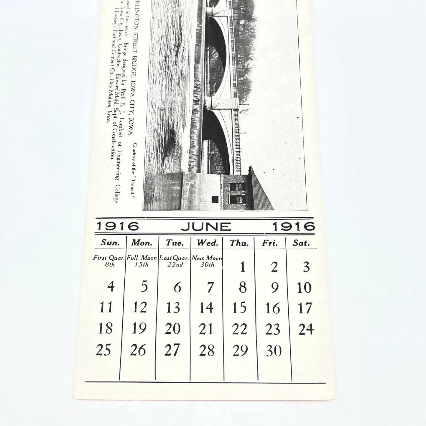 1916 Hawkeye Portland Cement Co Blotter Des Moines Burlington Street Bridge AB8