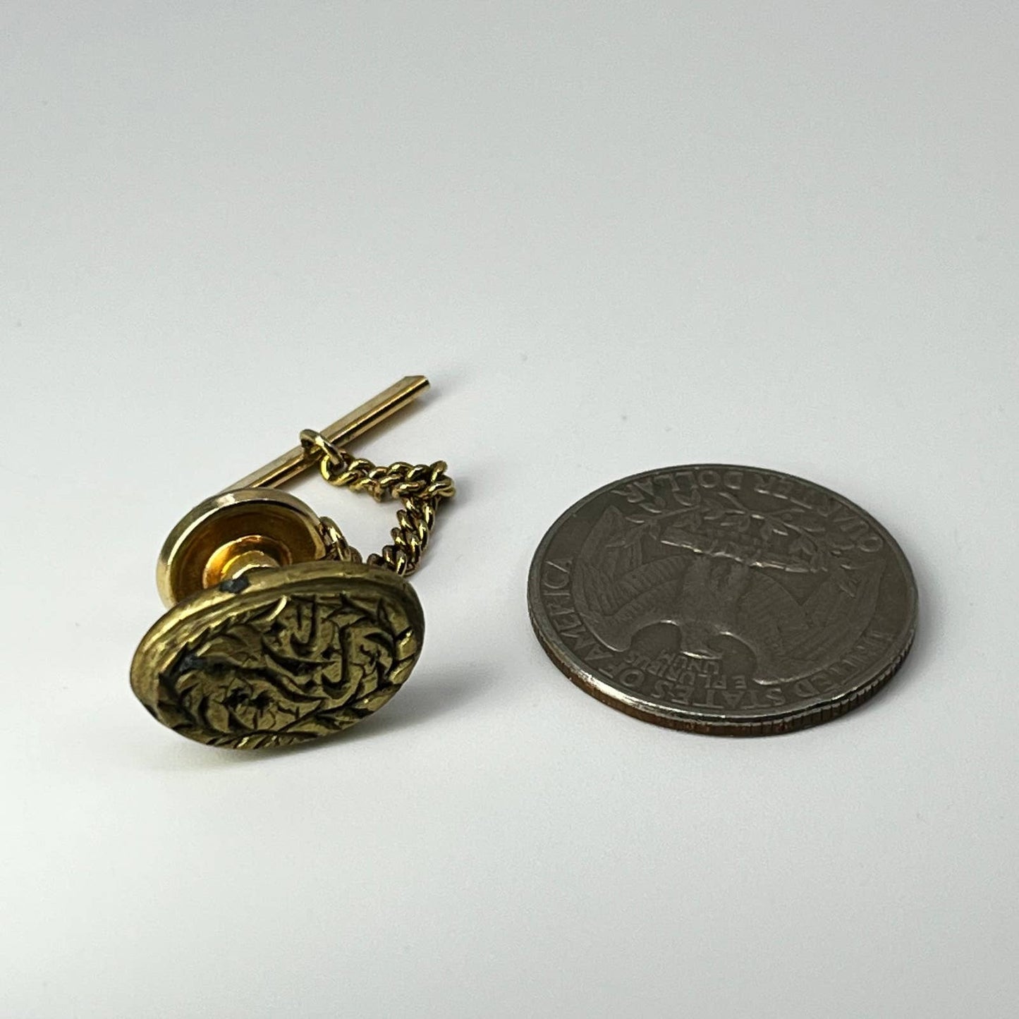 Antique Primitive India Brass Wax Seal Stamp 1/2” Converted to Tie Clip SC7-9