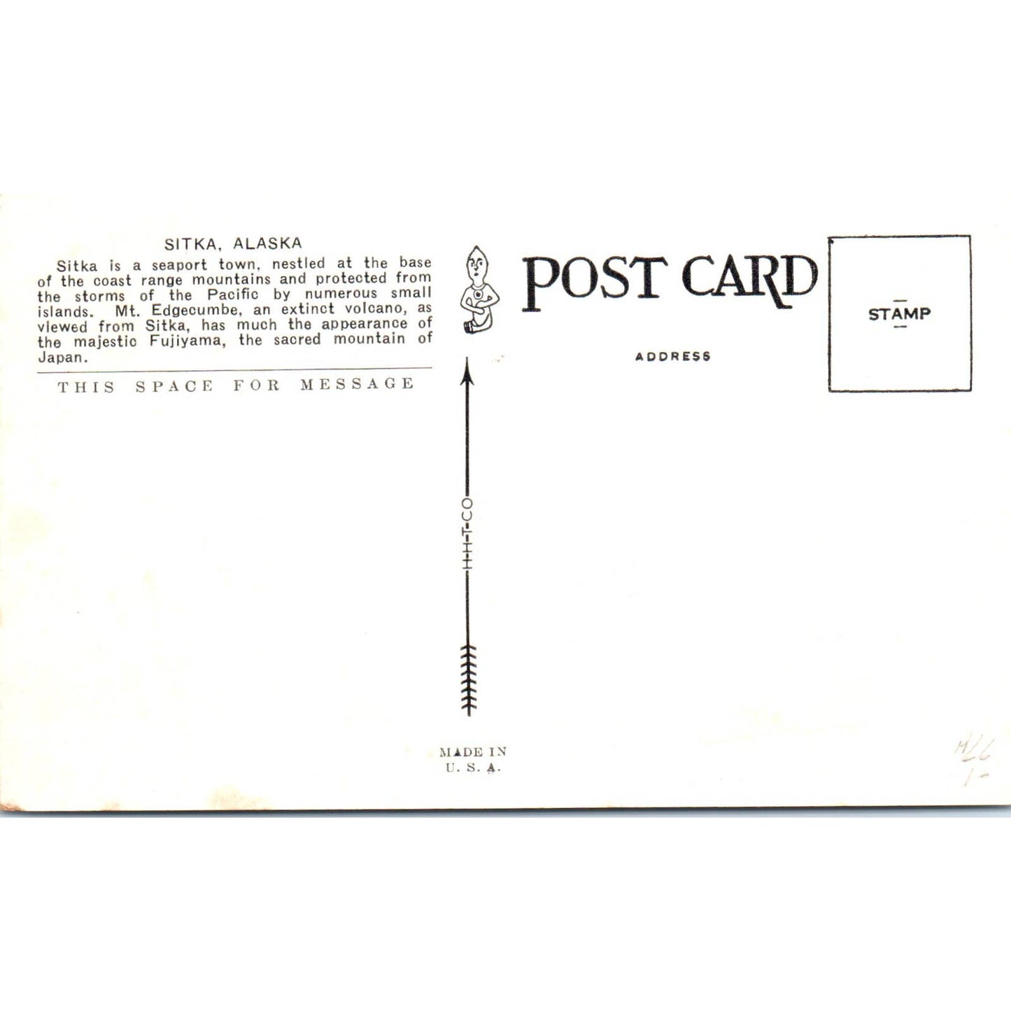 Lake and Mountain View of Sitka Alaska Original Postcard TK1-29