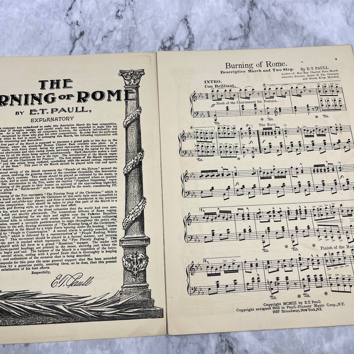 The Burning of Rome March E.T. Paul 1932 Sheet Music TK2-SM3