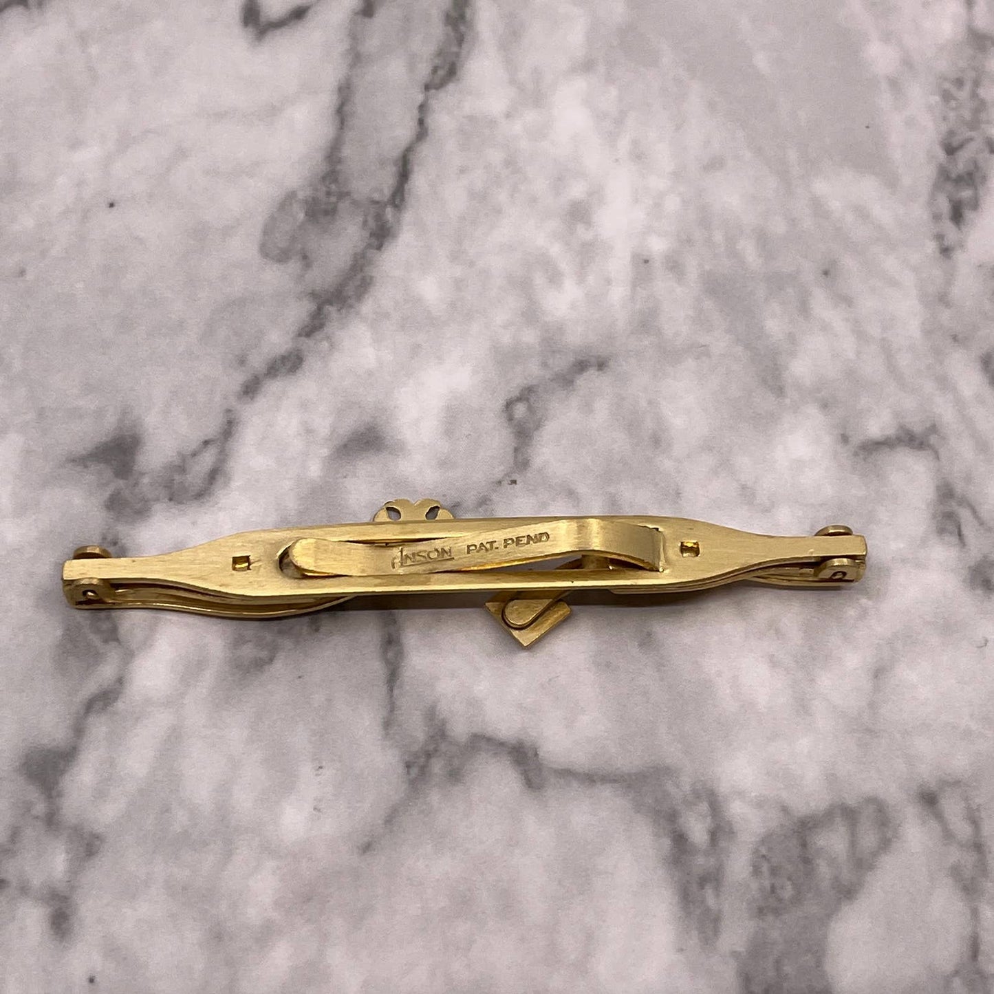 Vintage Gold Tone Masonic Double Headed Eagle Level 32 Anson Tie Clip Clasp SA2