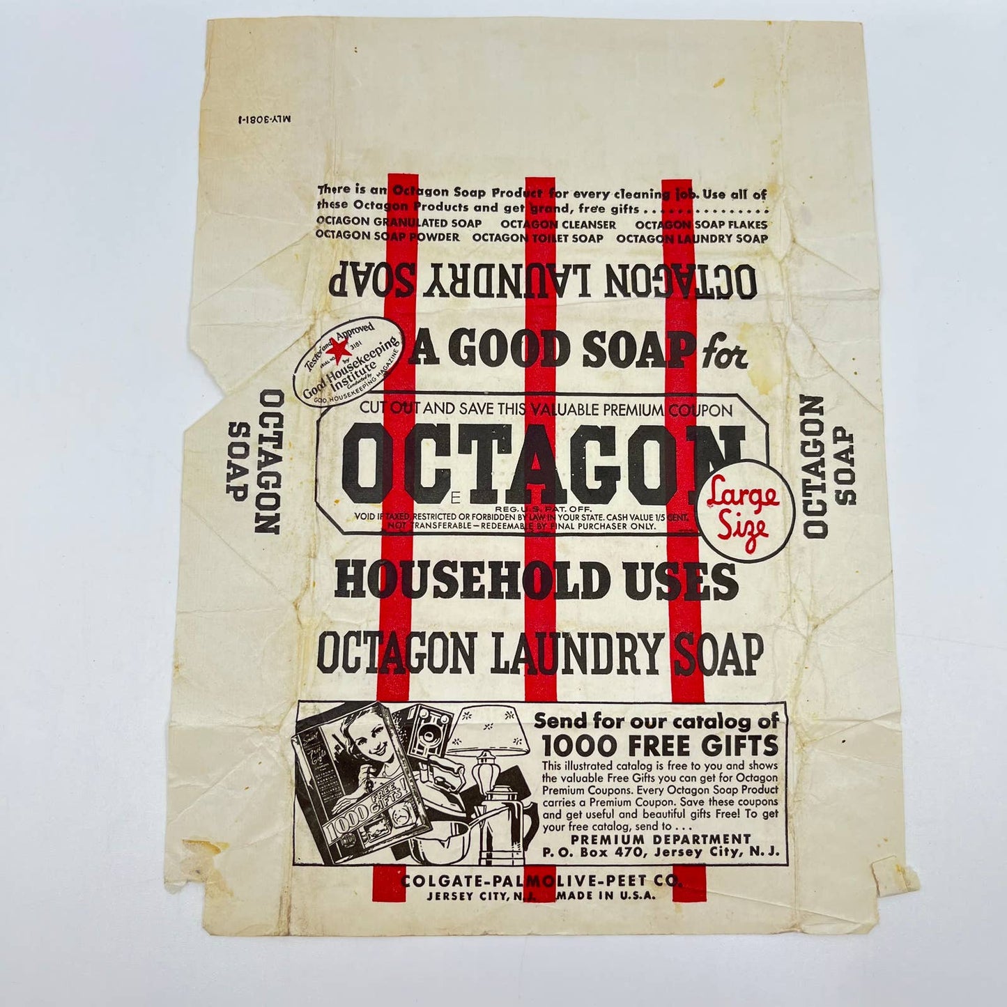 Vintage Octagon Soap Package Colgate-Palmolive-Peet Jersey City NJ AA8