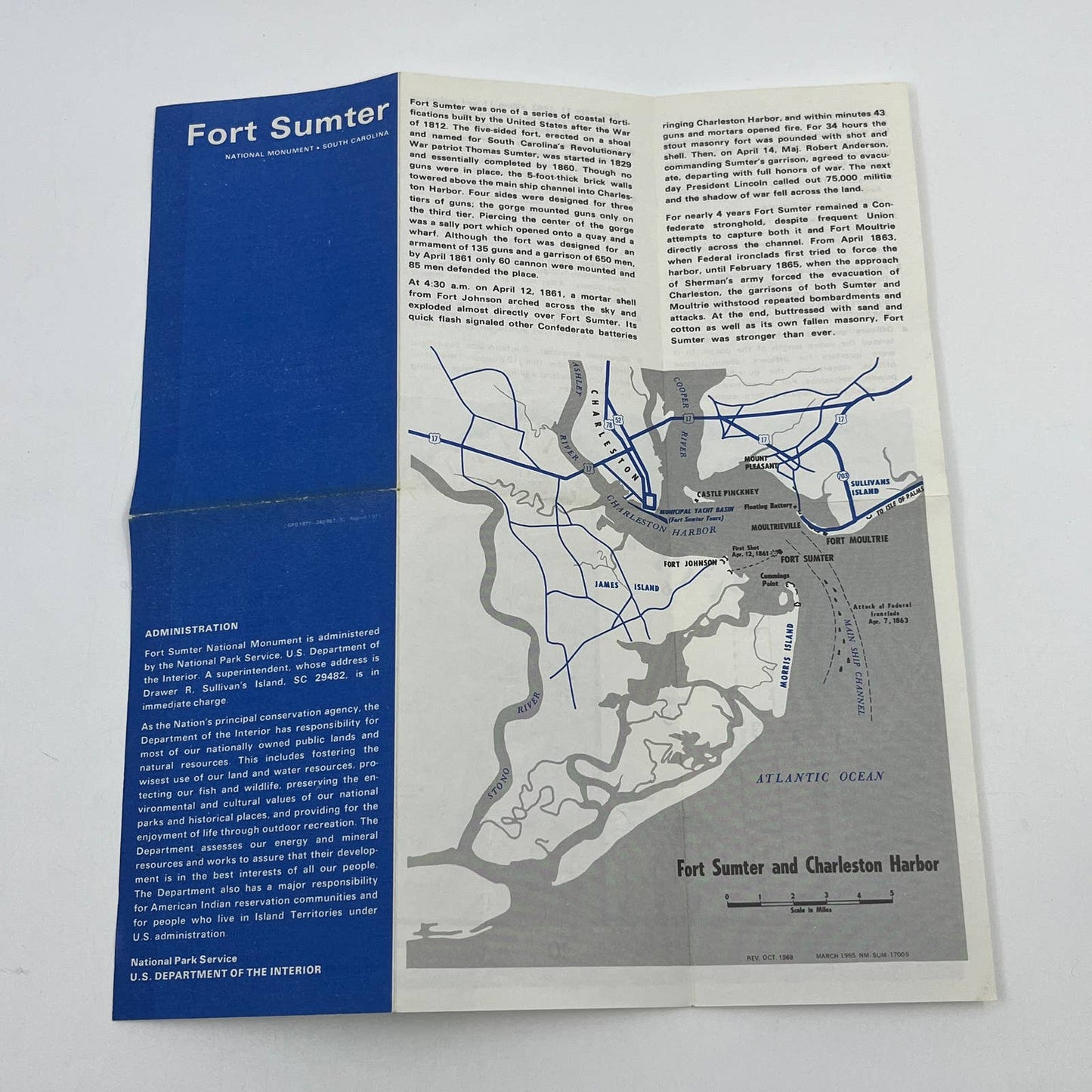 1977 Fort Sumter National Monument Walking Tour Leaflet & Fold Out Map TG6