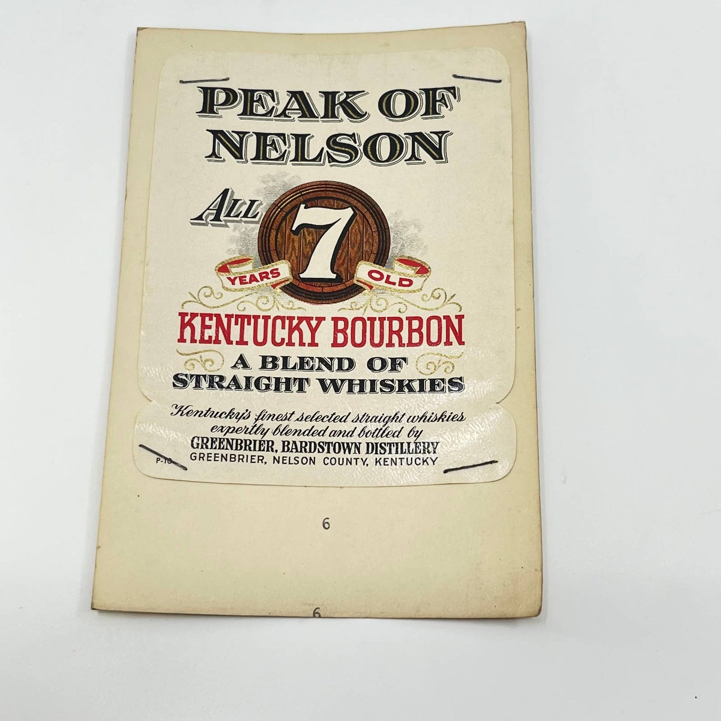 Peak of Nelson Bourbon Whiskey Label Greenbriar Bardstown Distillery Kentucky