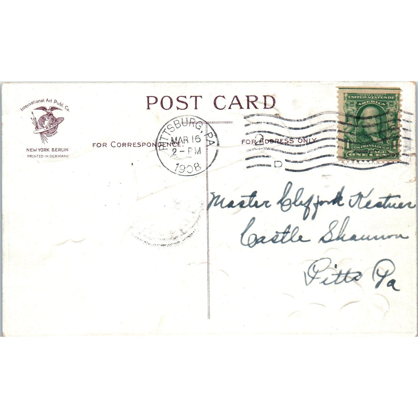 Ellen Clapsaddle St. Patrick's Day Meerschaum Pipe 1908 Original Postcard P2-2
