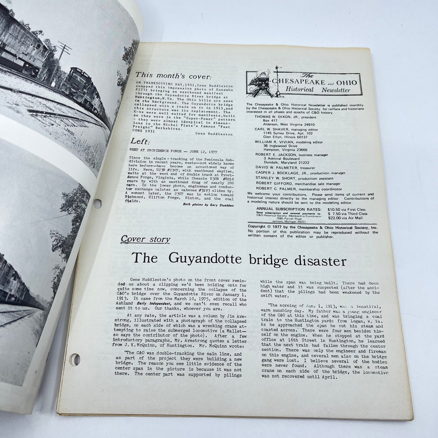 1977 July Chesapeake and Ohio Historical Newsletter C&O RR Thomas Dixon WV M1-2